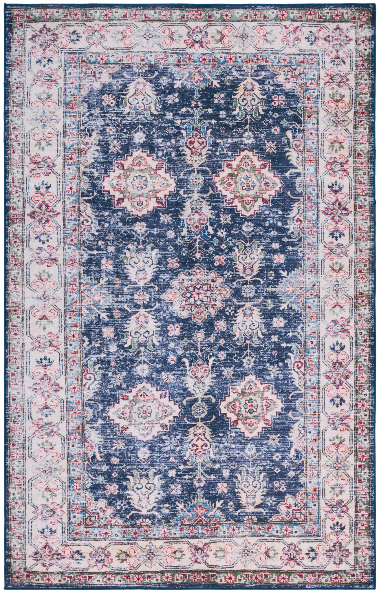 Tucson Vintage Floral Bordered Washable Rug