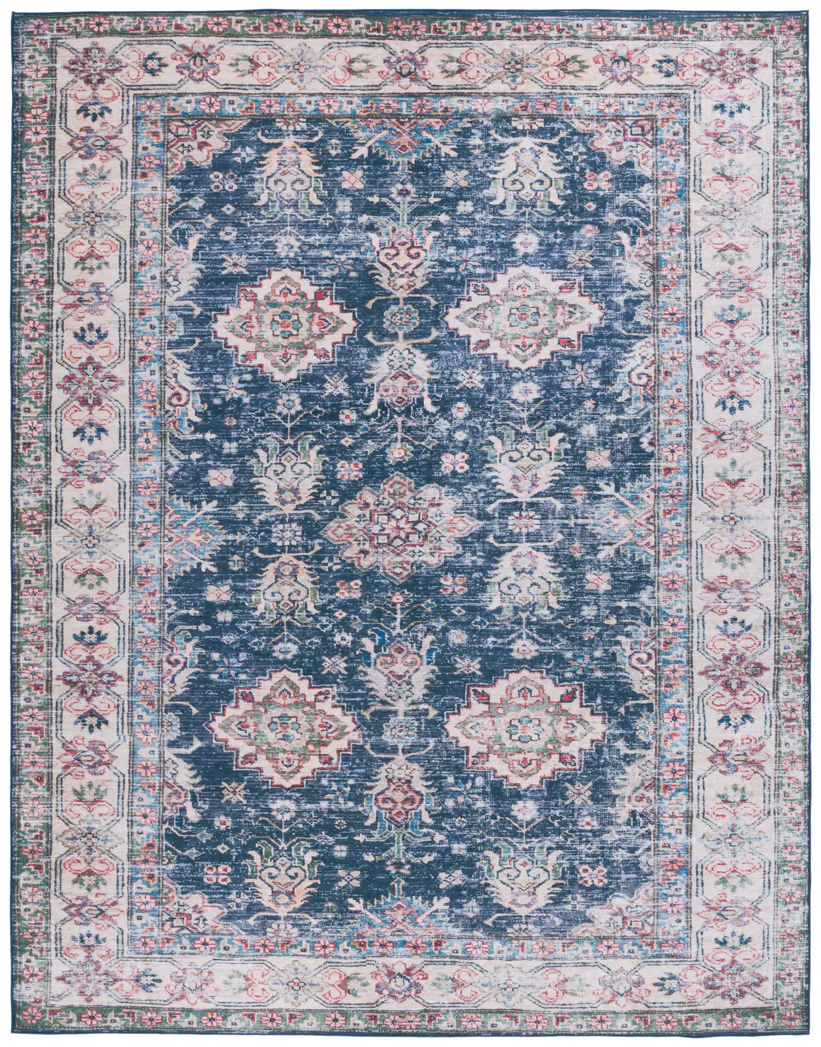 Tucson Vintage Floral Bordered Washable Rug