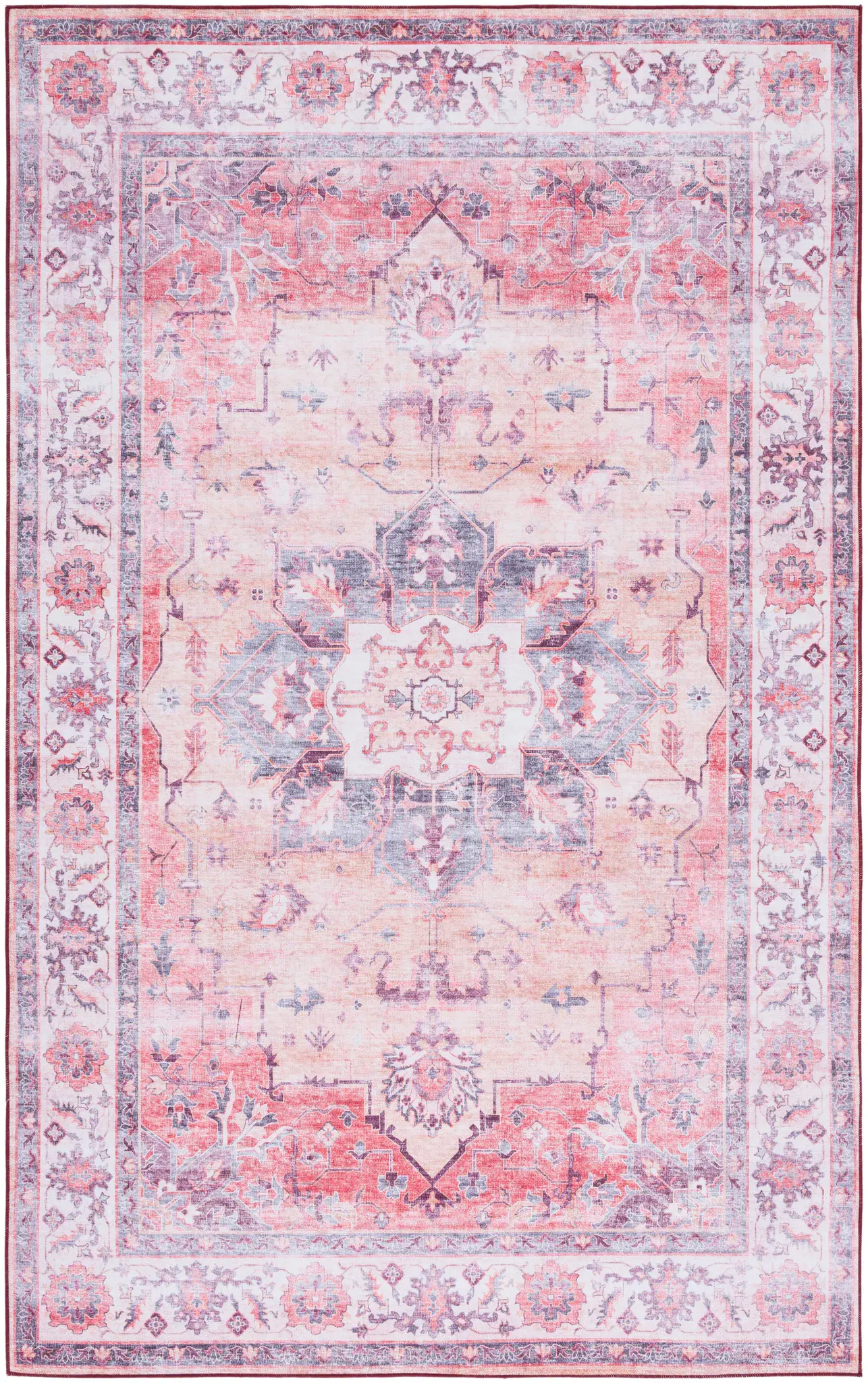 Tucson Vintage Floral Medallion Washable Rug