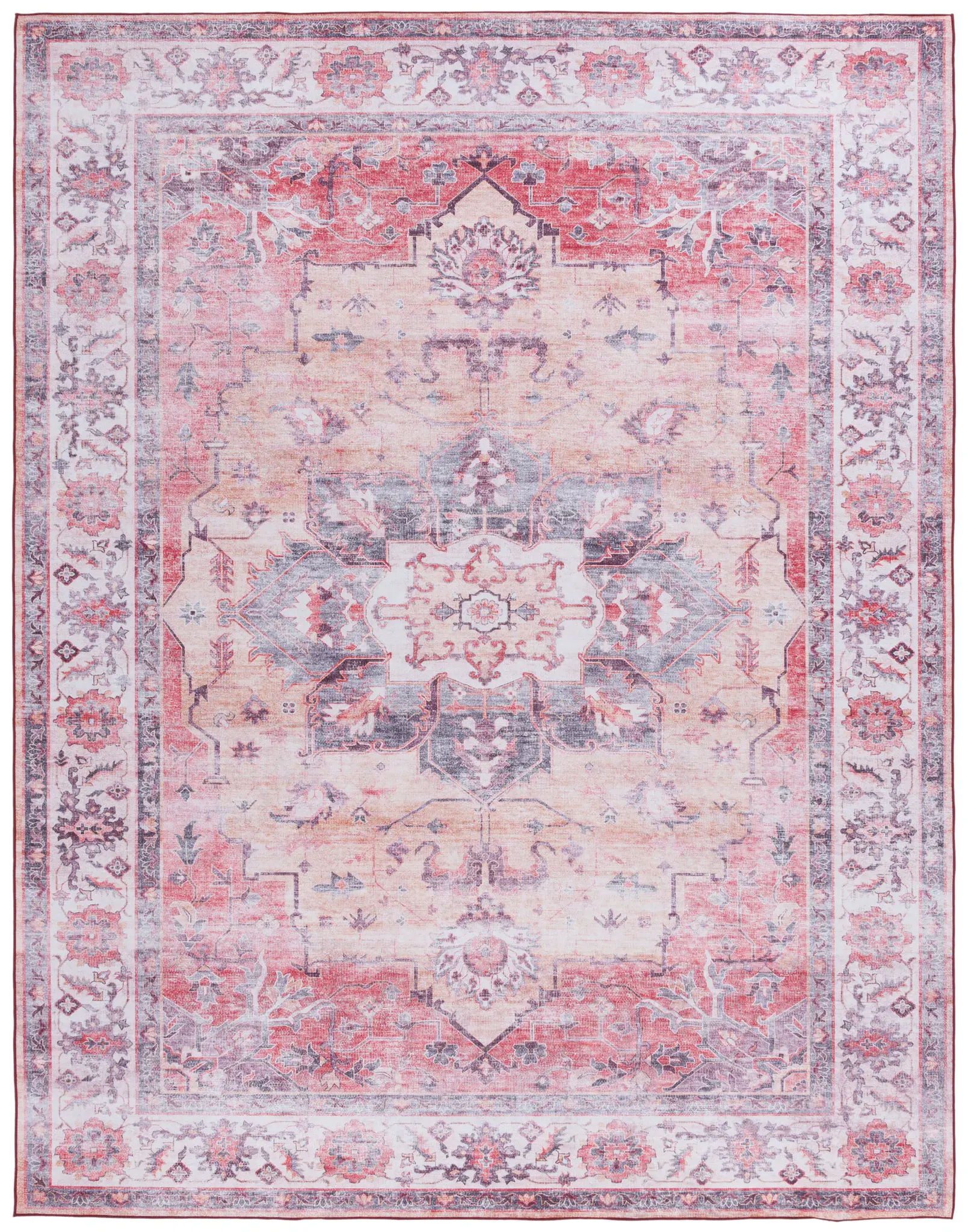 Tucson Vintage Floral Medallion Washable Rug