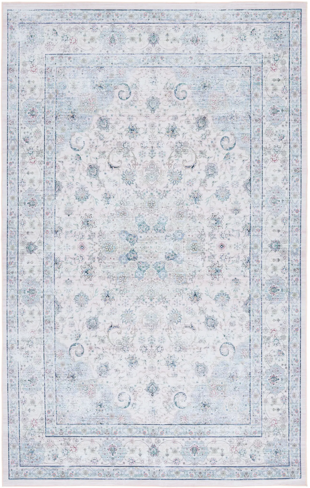 Tucson Distressed Floral Medallion Washable Rug