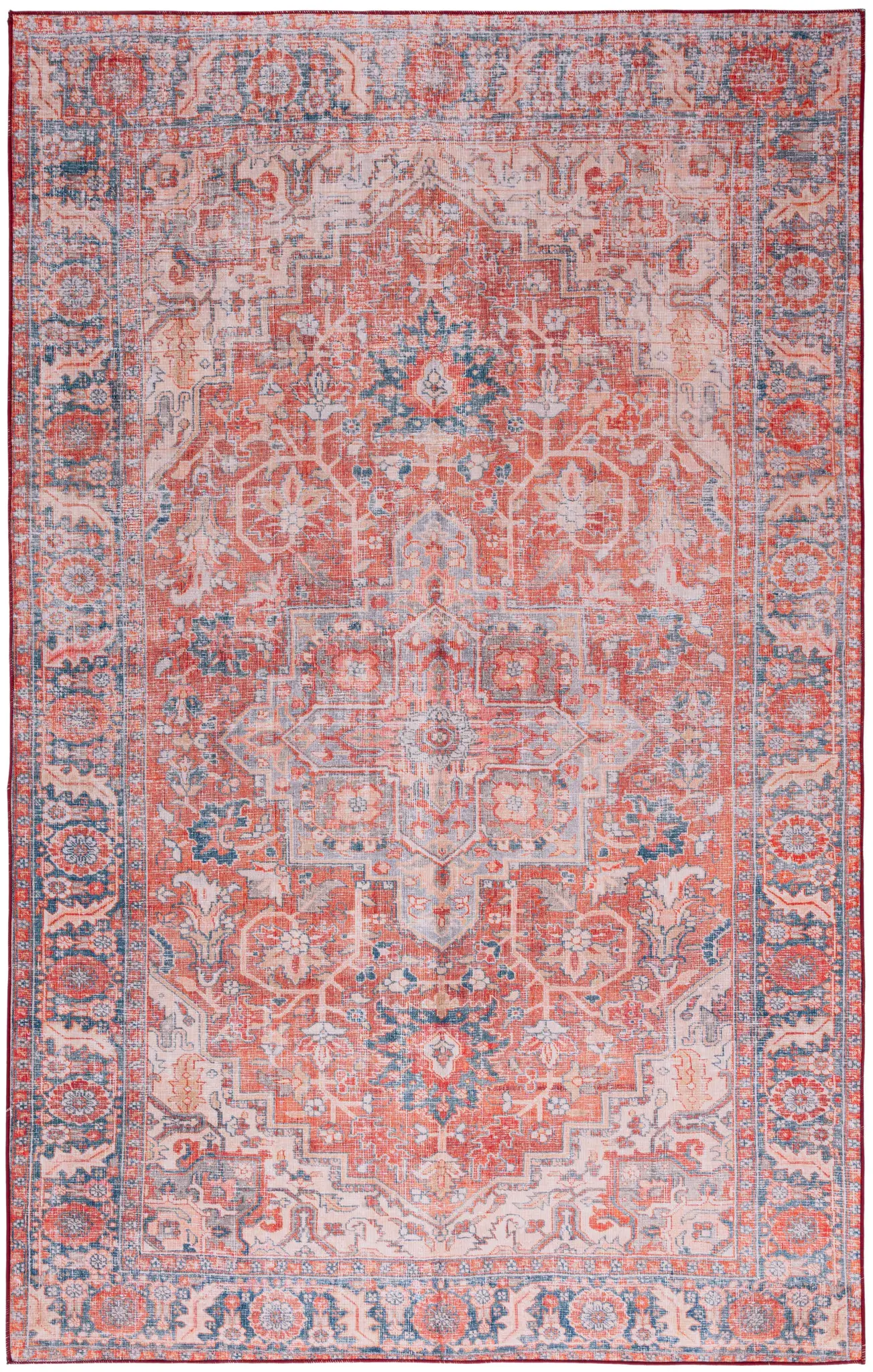 Tucson Vintage Stepped Floral Medallion Washable Rug