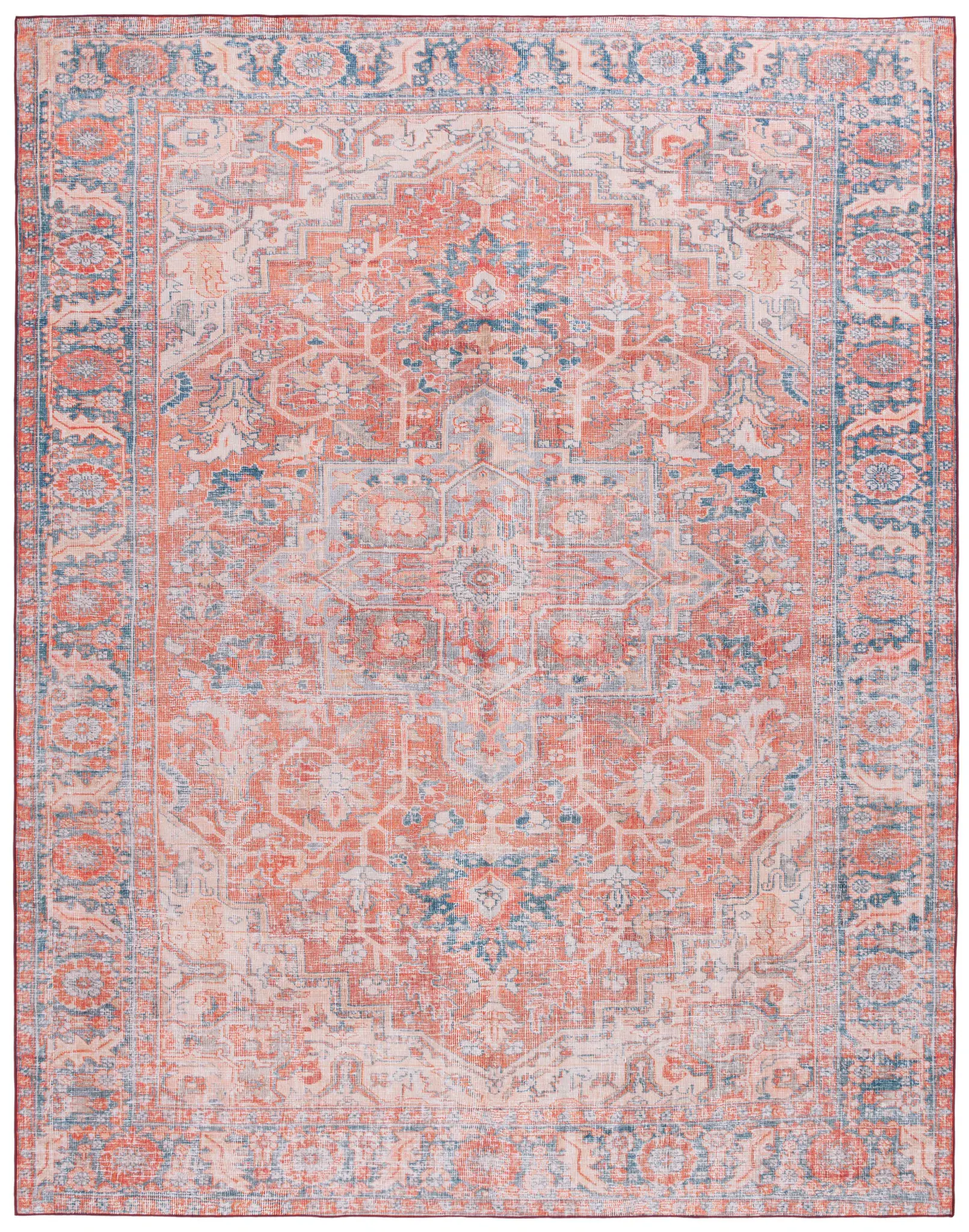 Tucson Vintage Stepped Floral Medallion Washable Rug