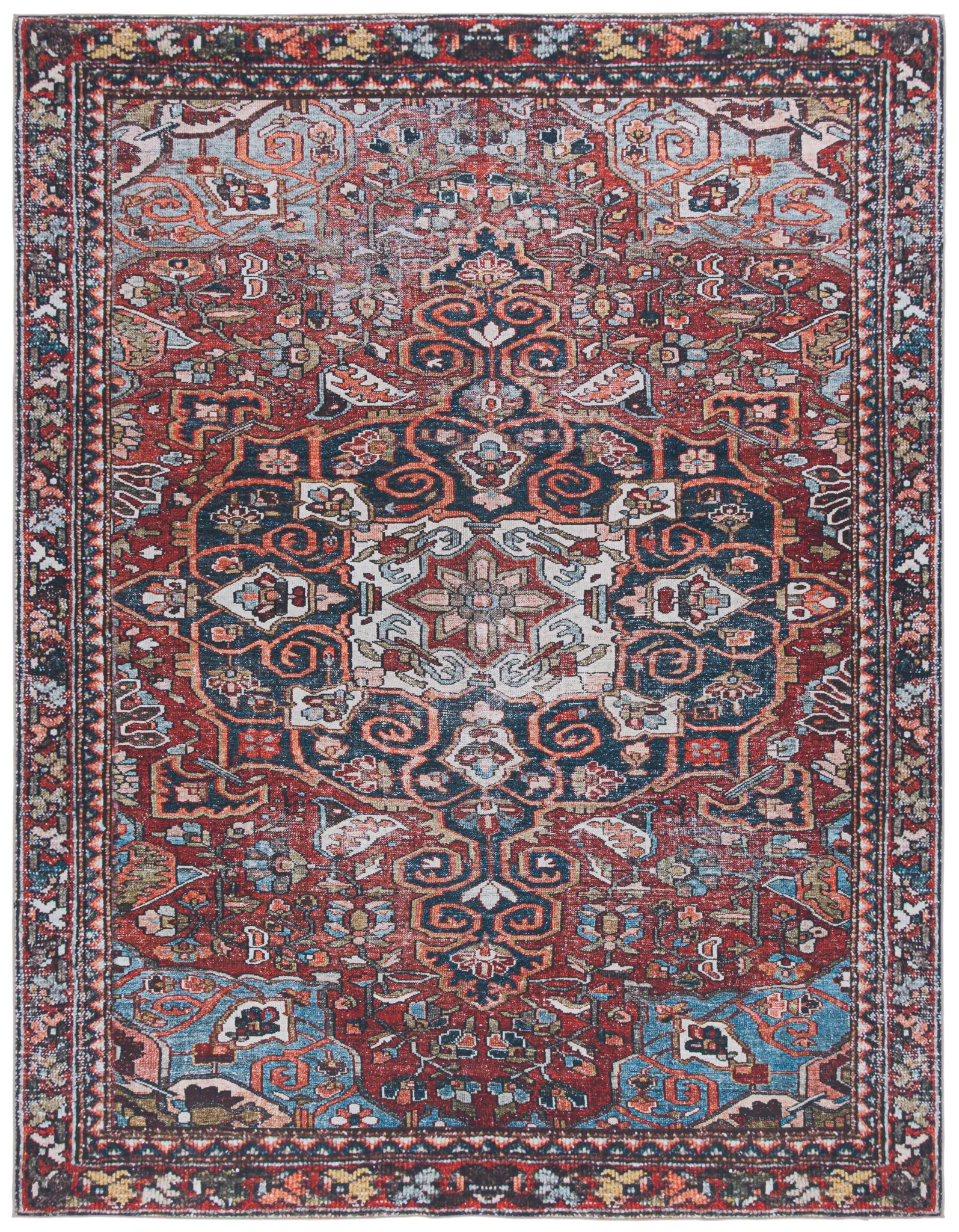 Tucson Geometric Floral Medallion Washable Rug