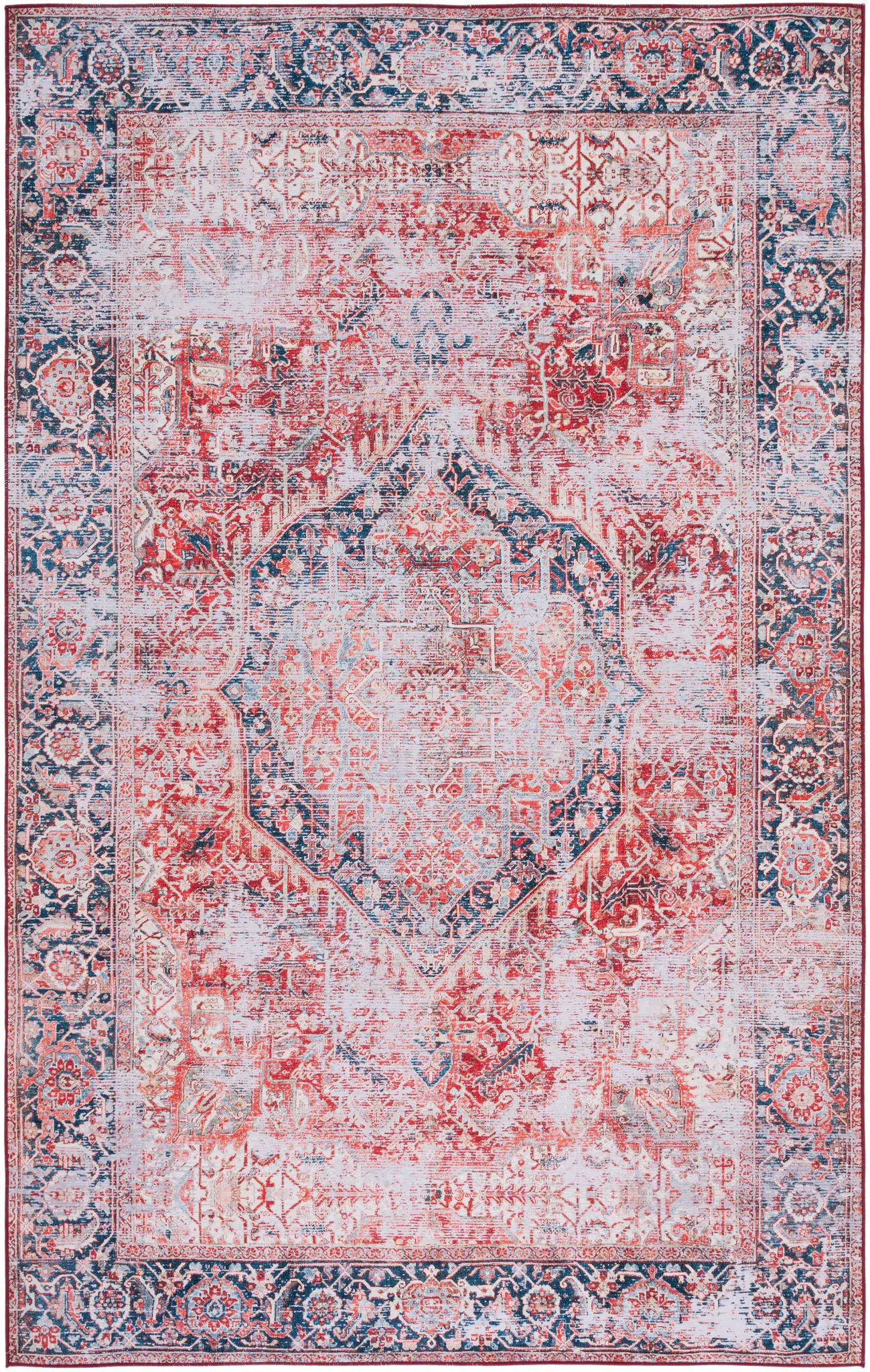 Tucson Distressed Hexagon Medallion Washable Rug