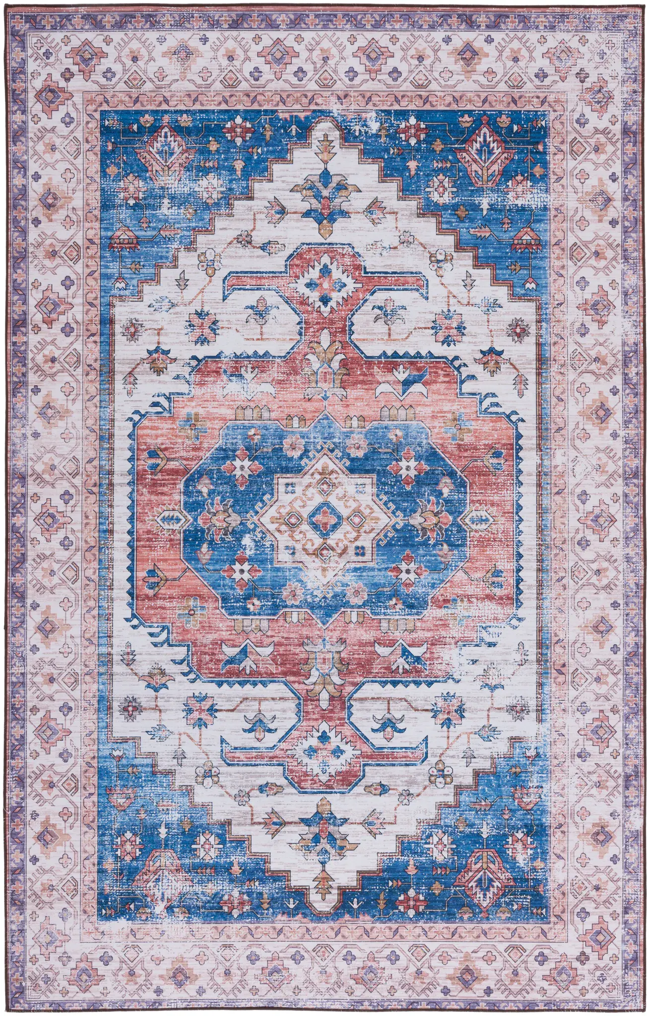 Tucson Southwestern Concentric Diamond Medallion Washable Rug