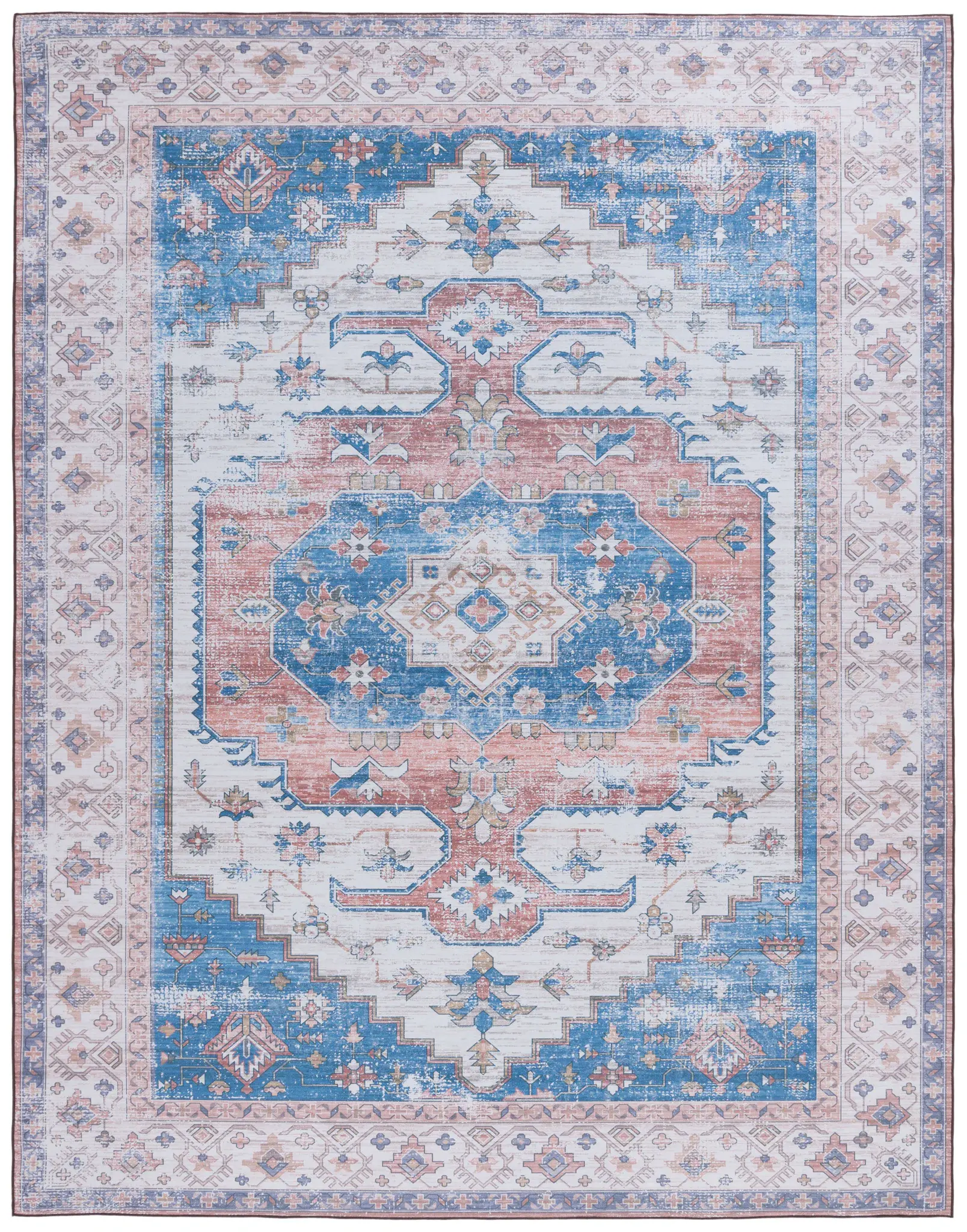 Tucson Southwestern Concentric Diamond Medallion Washable Rug
