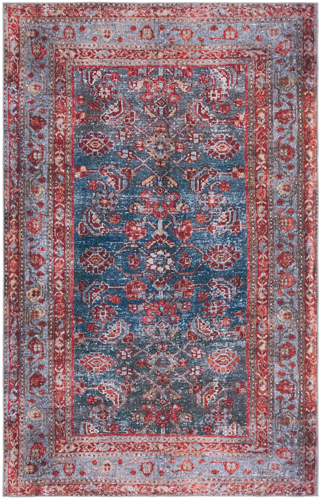 Tucson Distressed Tribal Floral Washable Rug