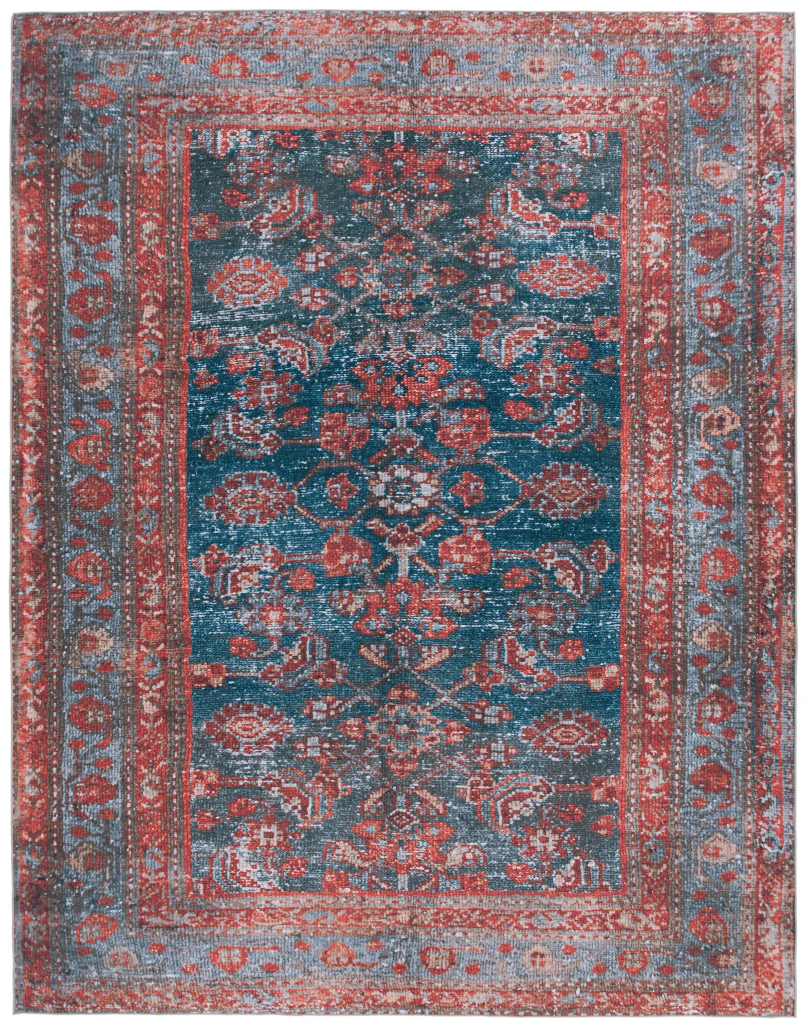 Tucson Distressed Tribal Floral Washable Rug
