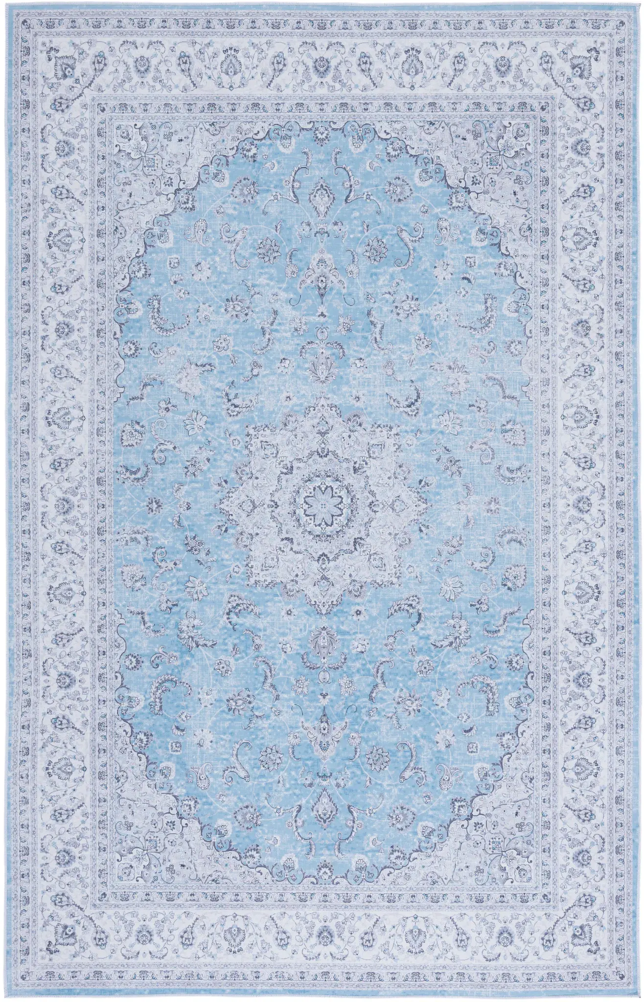 Tucson Traditional Floral Medallion Washable Rug