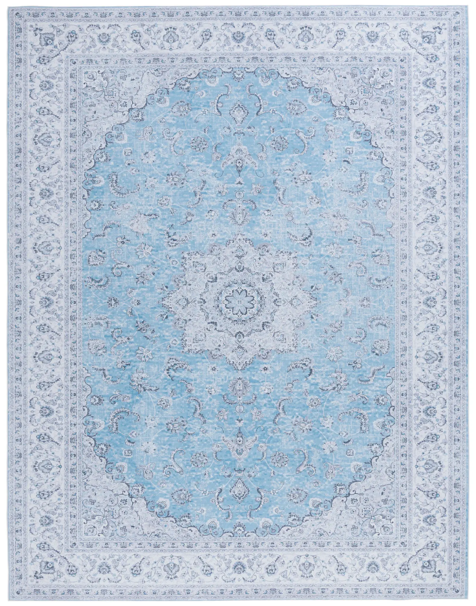 Tucson Traditional Floral Medallion Washable Rug