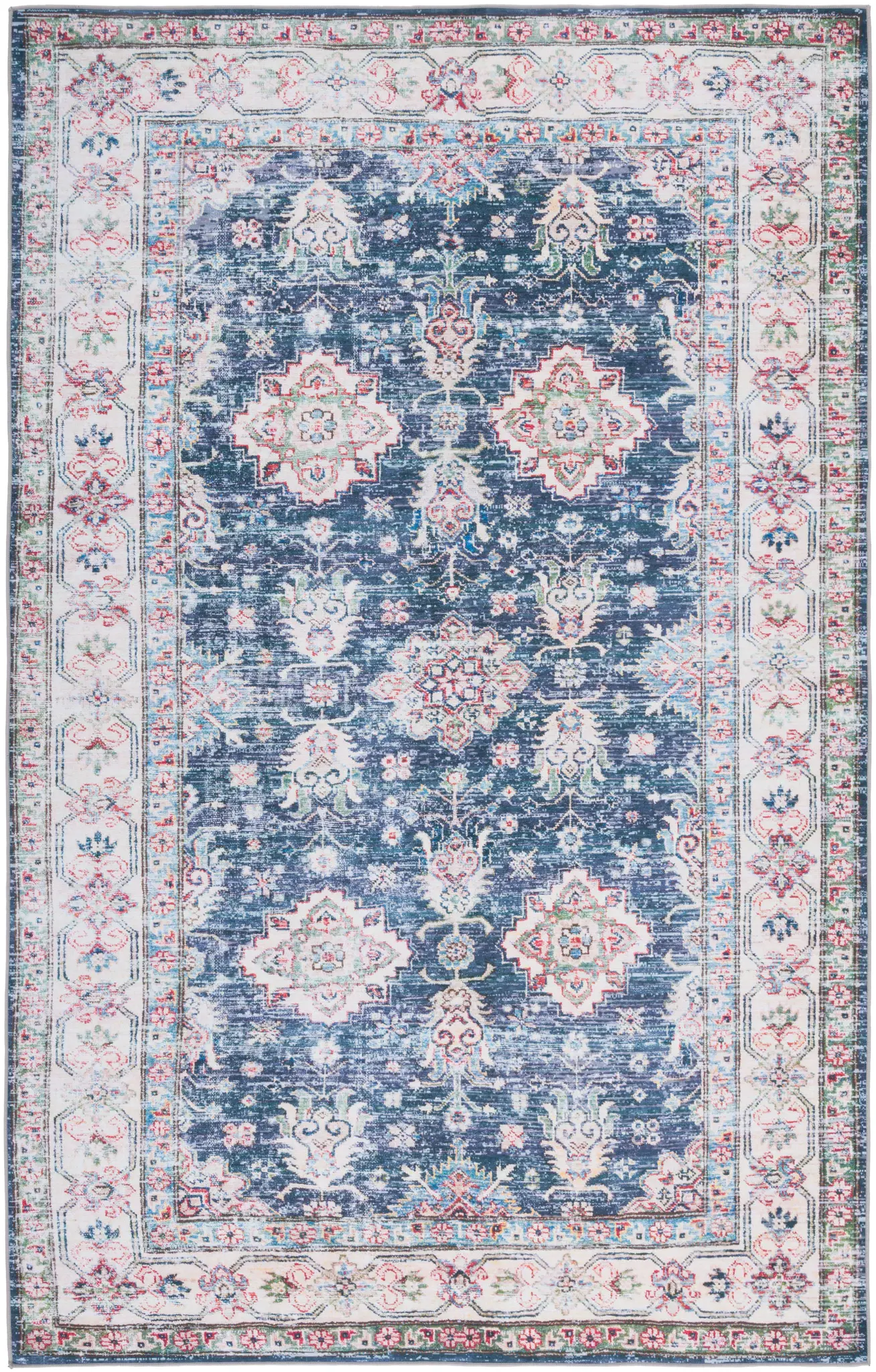 Tucson Medallion Bordered Washable Rug