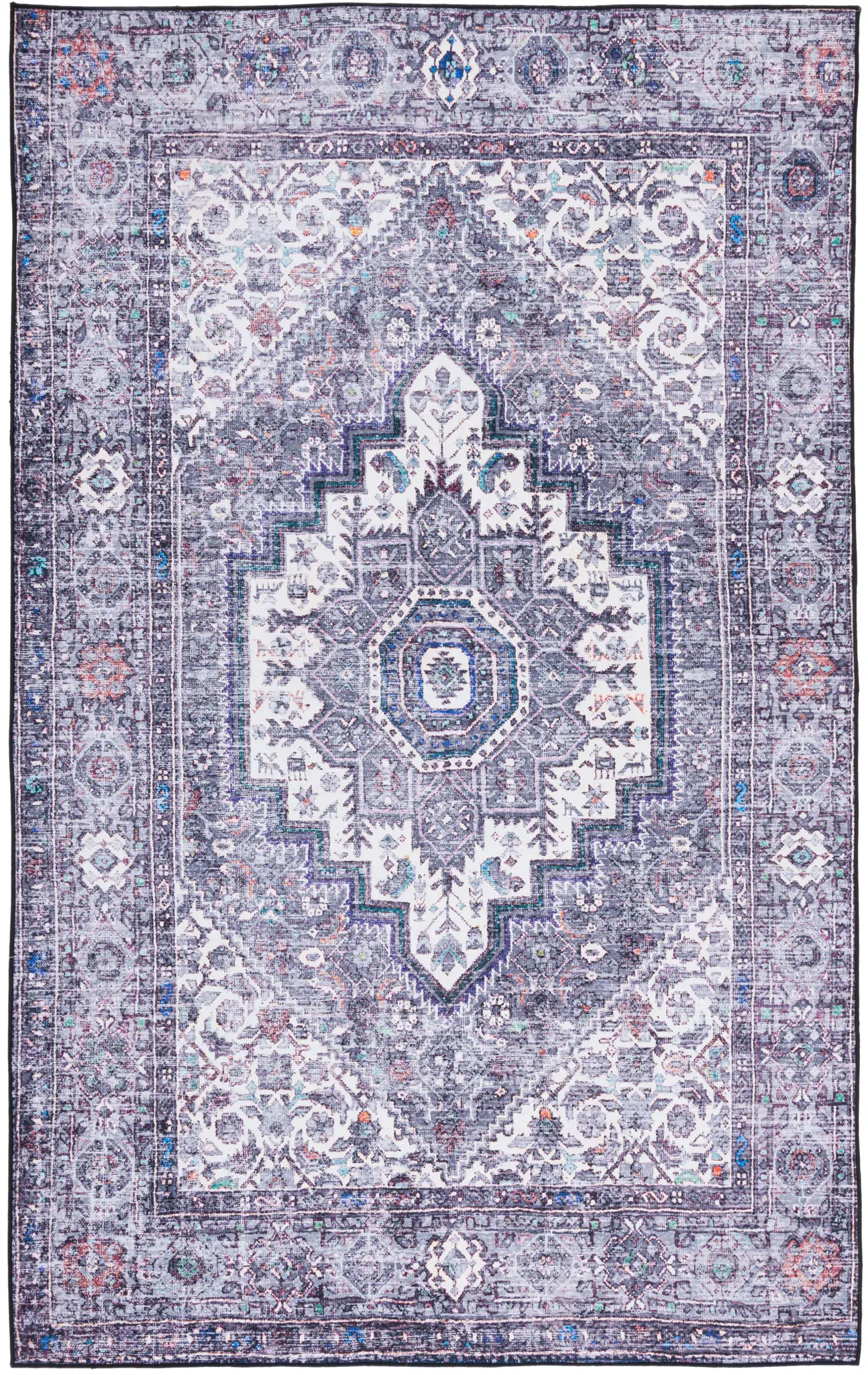 Tucson Stepped Diamond Medallion Washable Rug