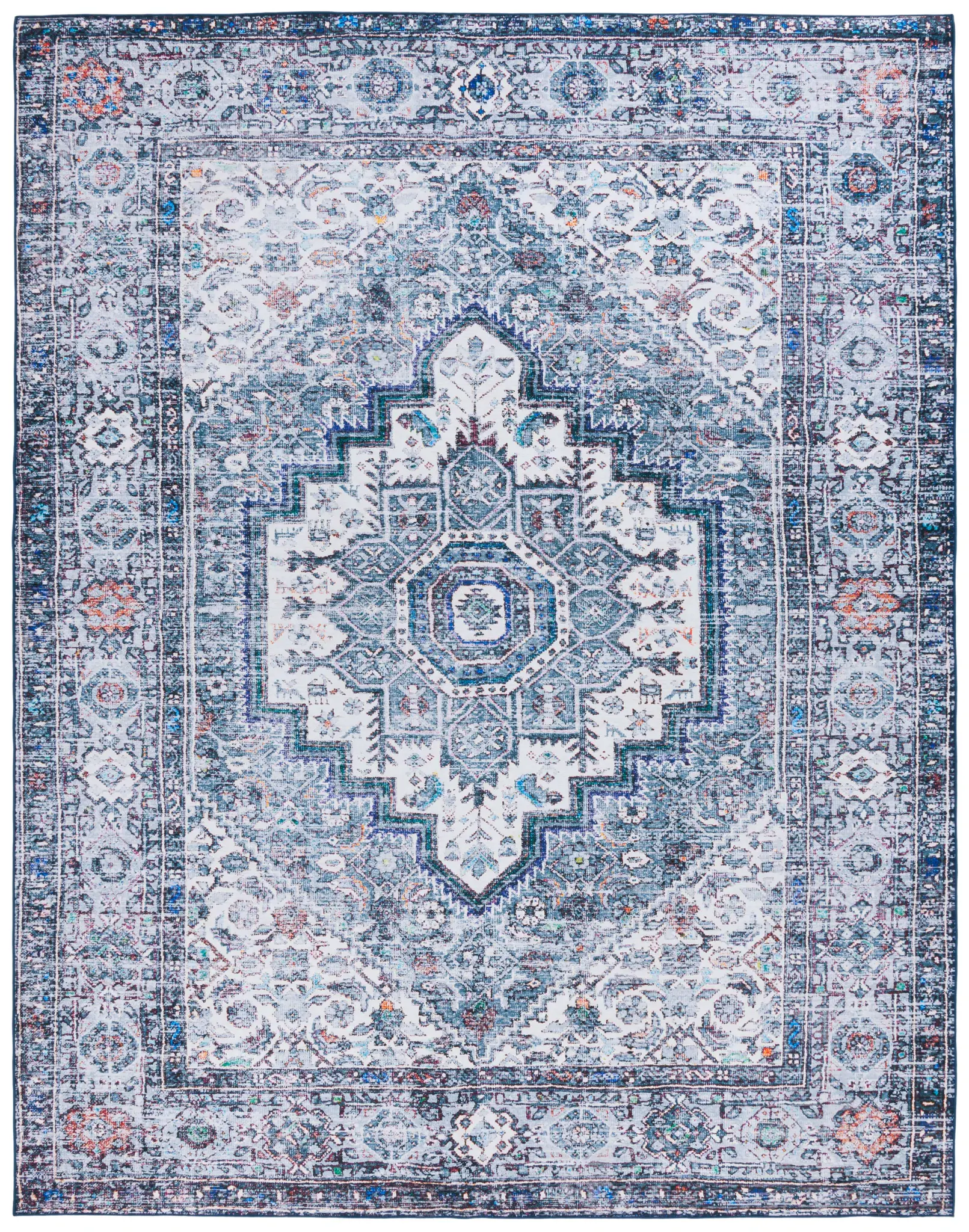 Tucson Stepped Diamond Medallion Washable Rug