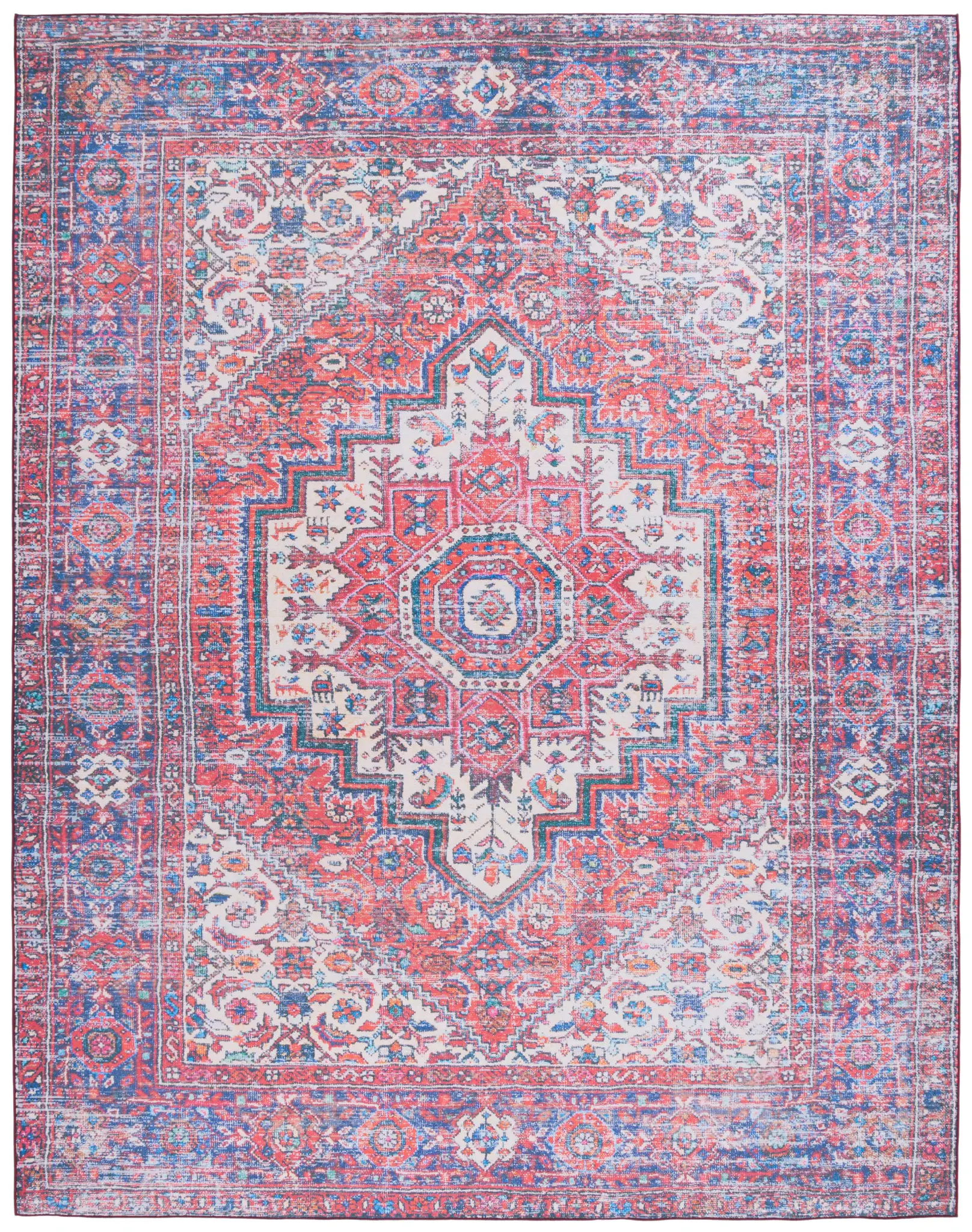 Tucson Stepped Diamond Medallion Washable Rug
