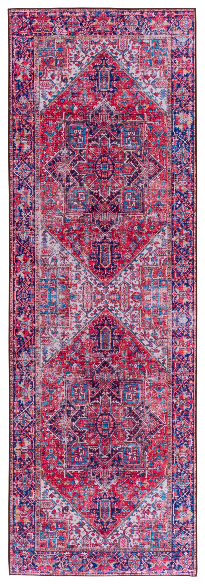 Tucson Distressed Star Medallion Border Washable Rug