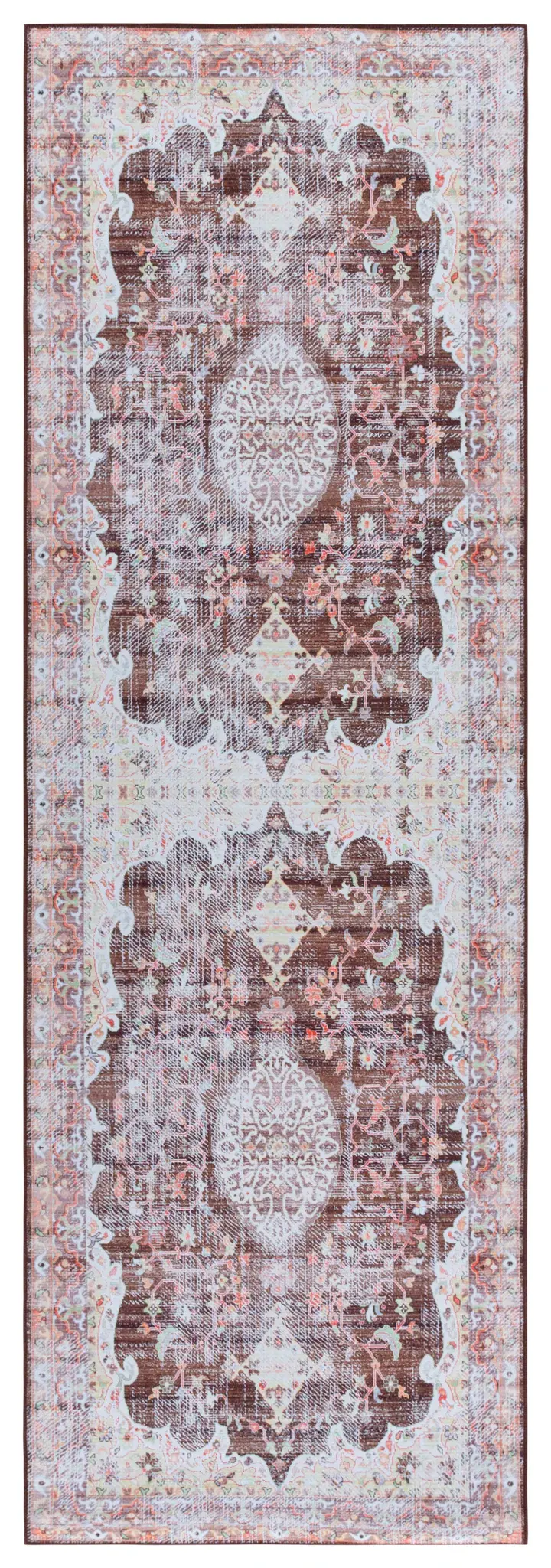 Tucson Distressed Scalloped Medallion Washable Rug