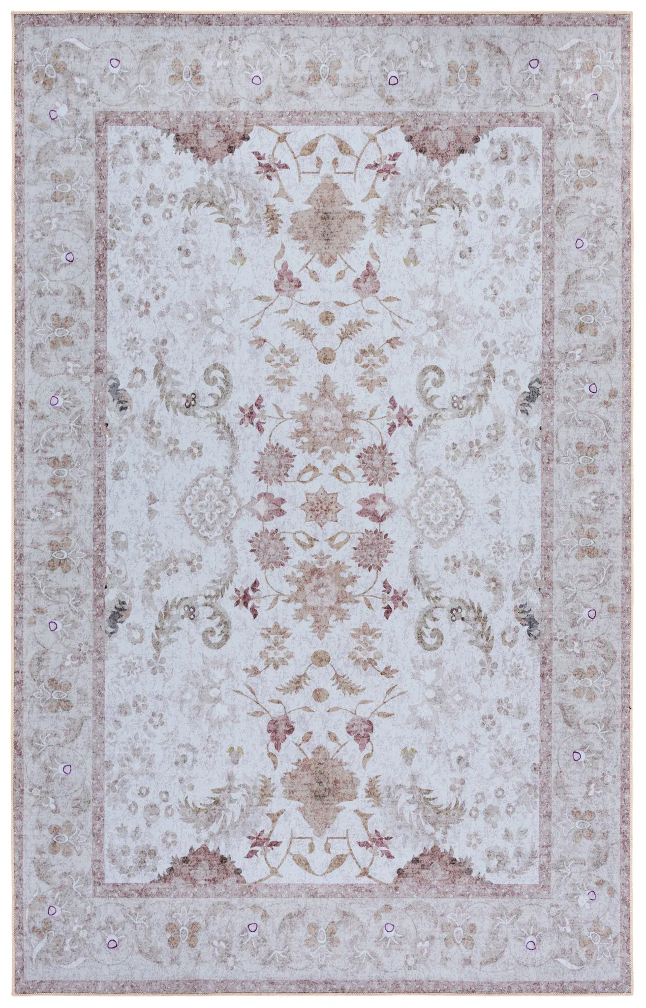 Tucson Vine Floral Bordered Washable Rug