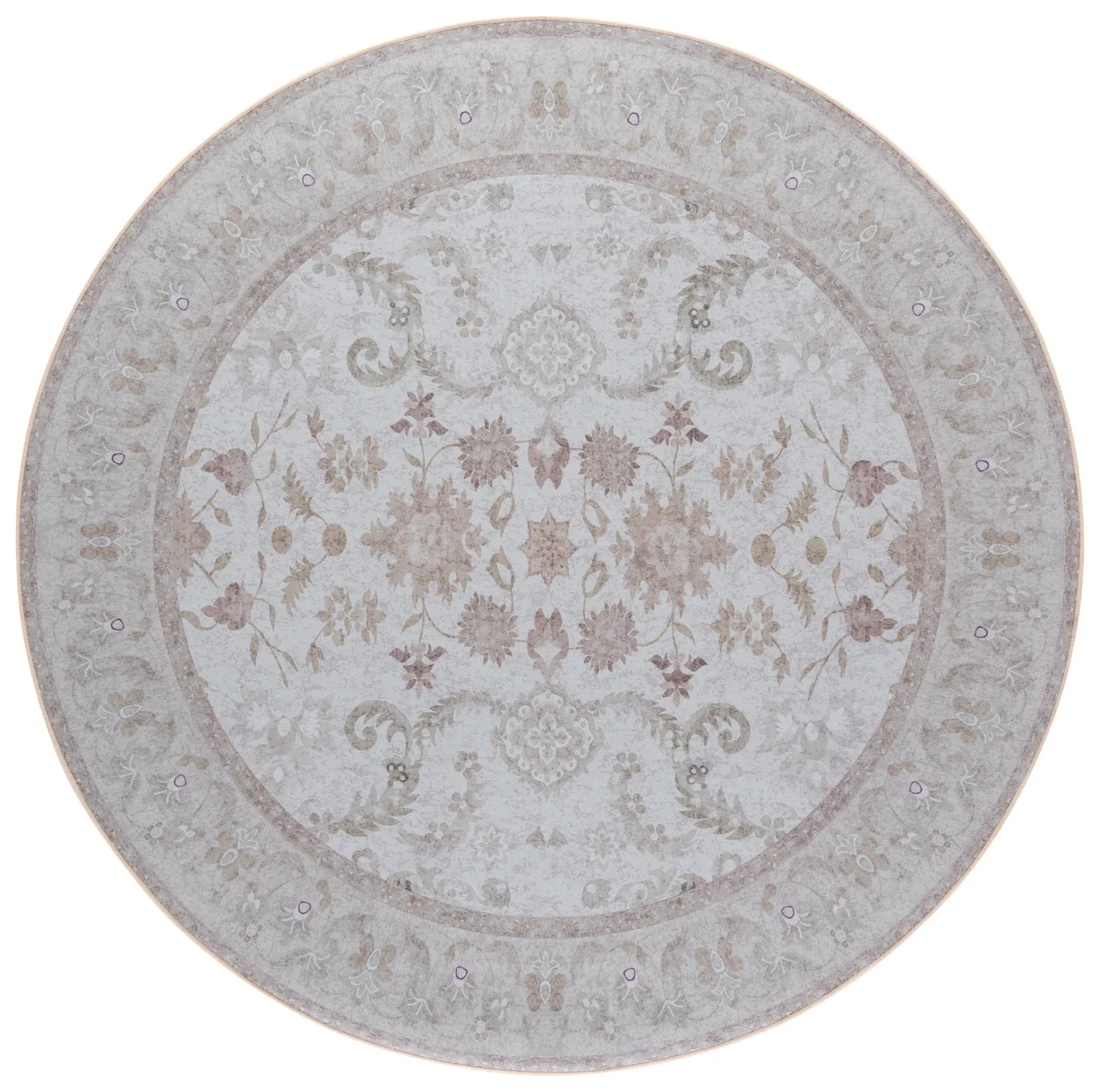 Tucson Vine Floral Bordered Washable Rug