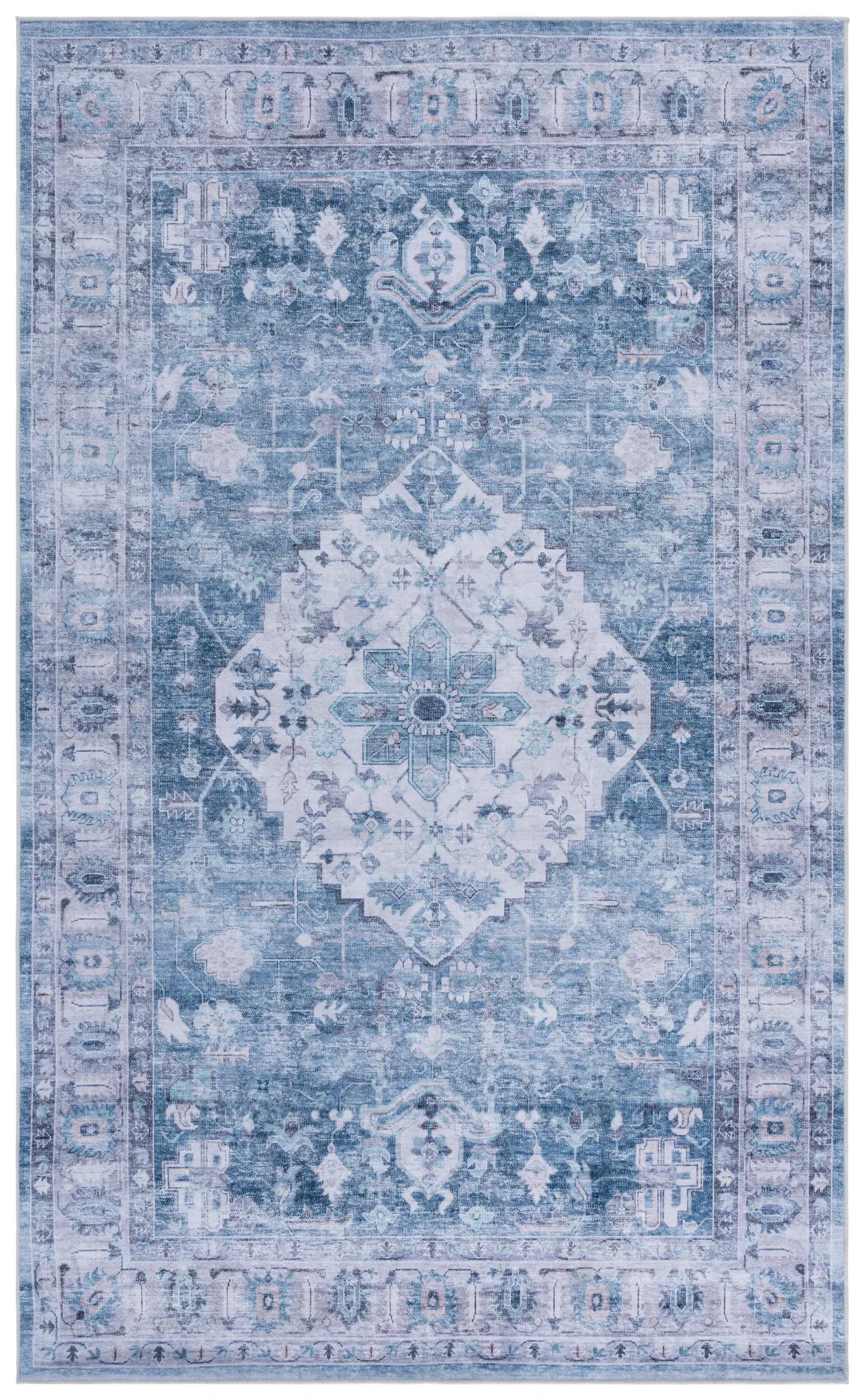 Tucson Faded Diamond Medallion Washable Rug