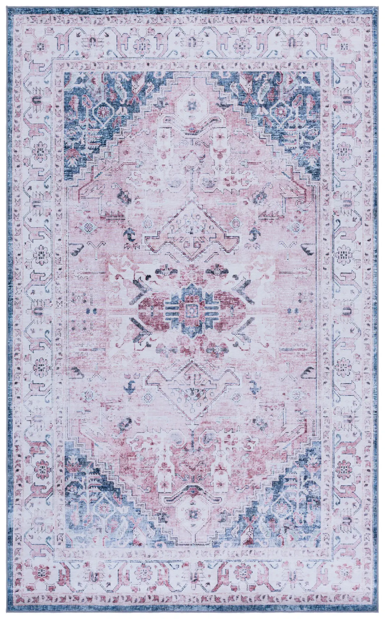 Tucson Distressed Tribal Corner Medallion Washable Rug