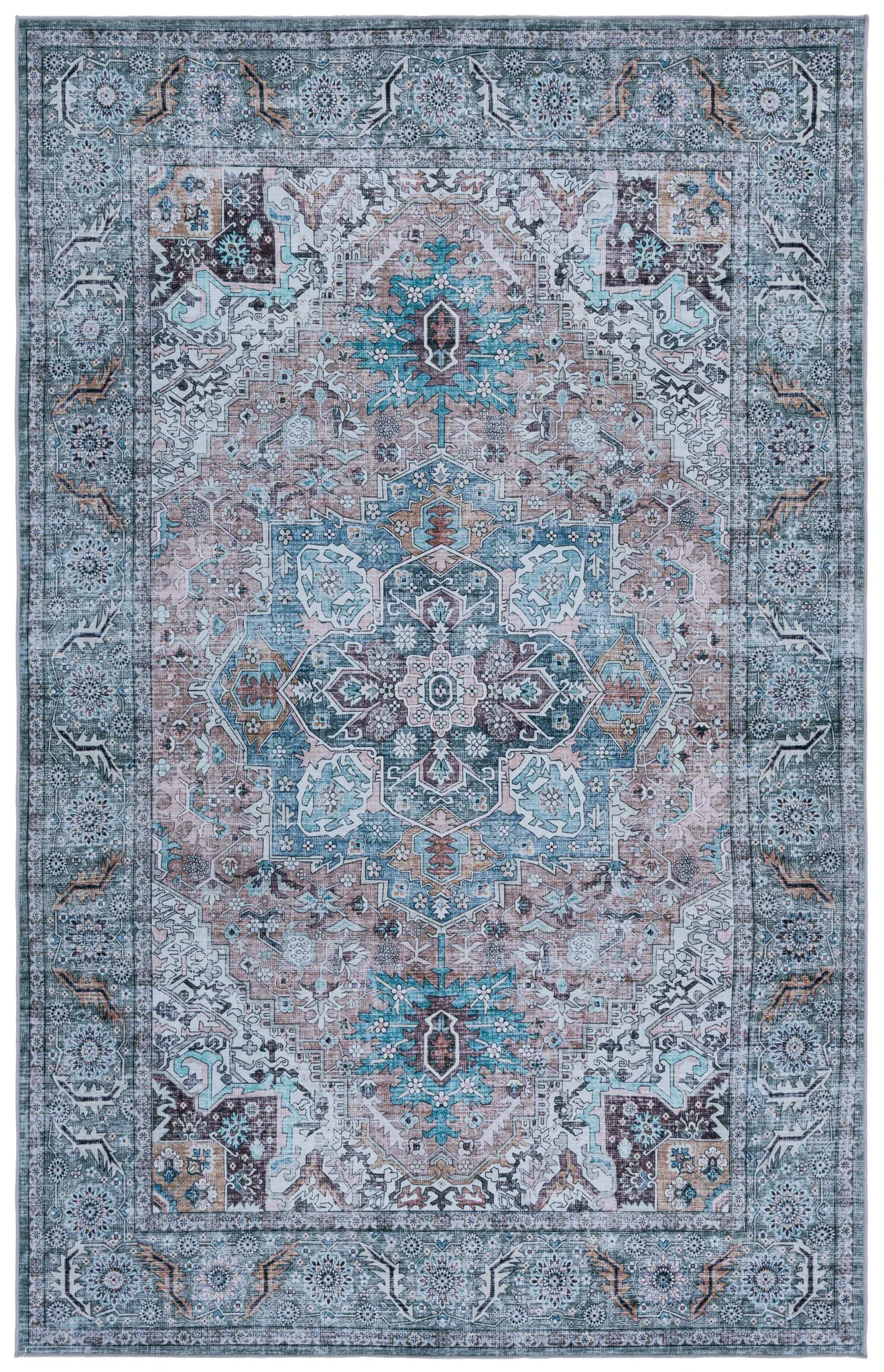 Tucson Transitional Medallion Washable Rug