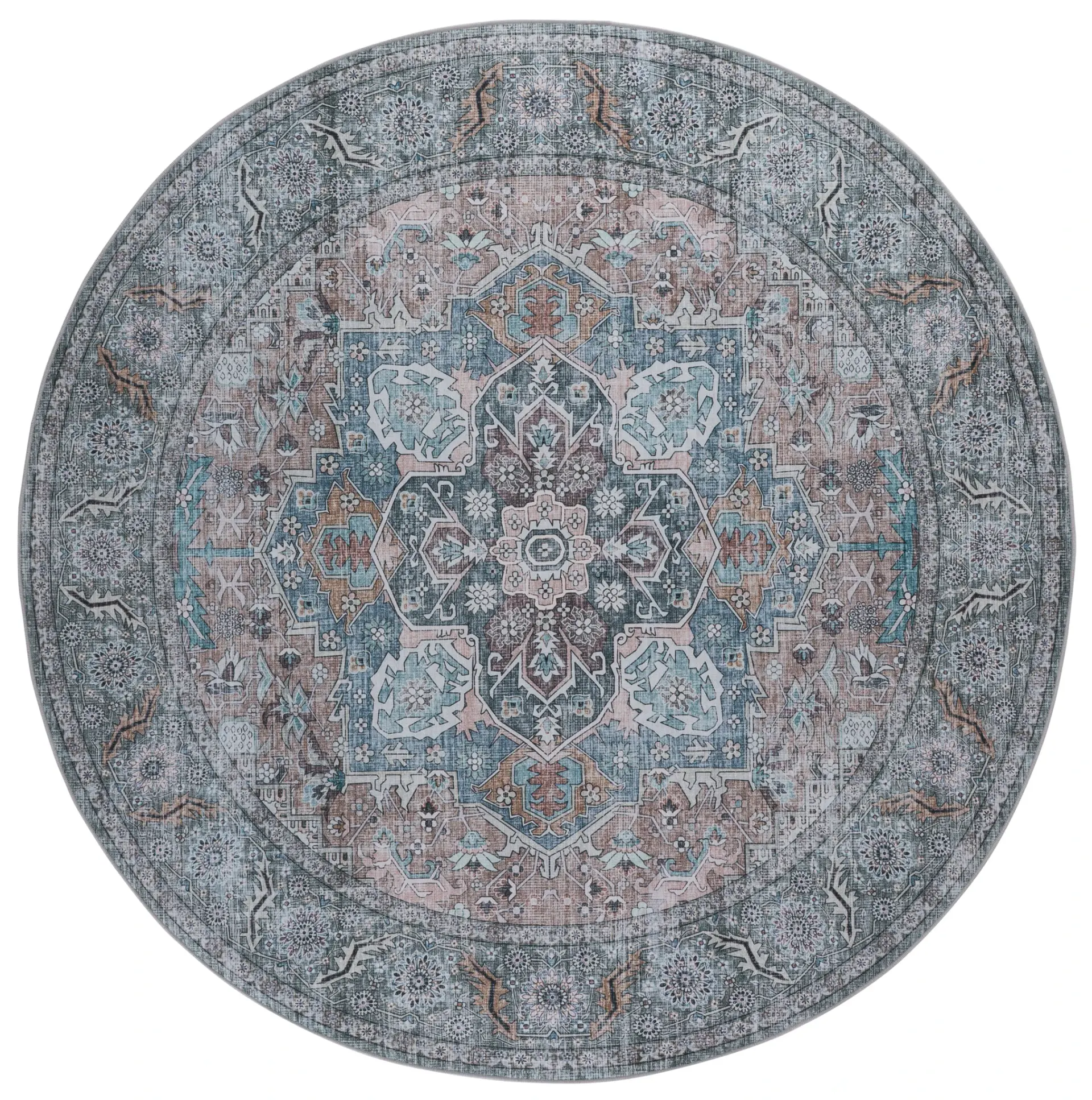 Tucson Transitional Medallion Washable Rug