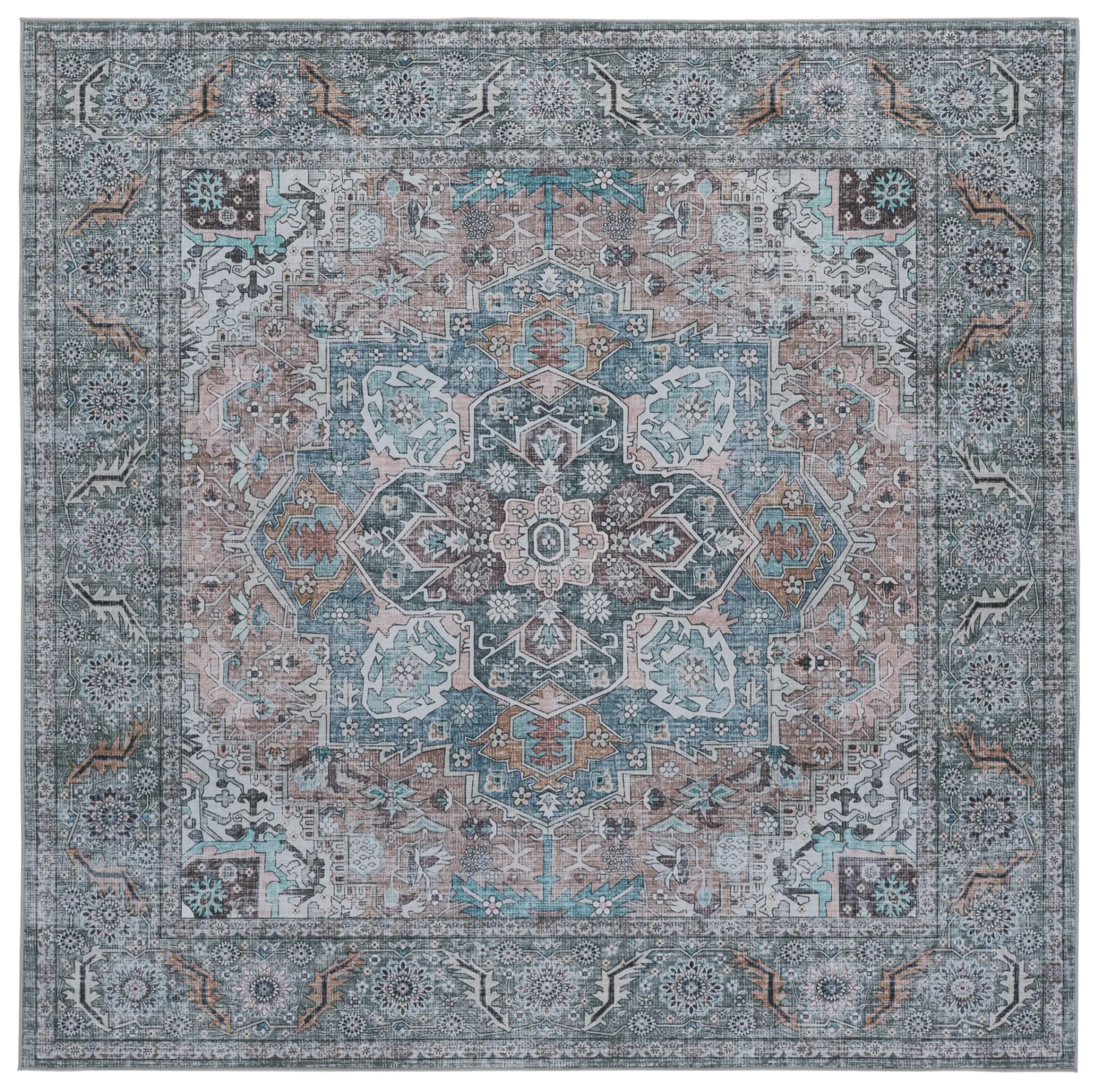 Tucson Transitional Medallion Washable Rug