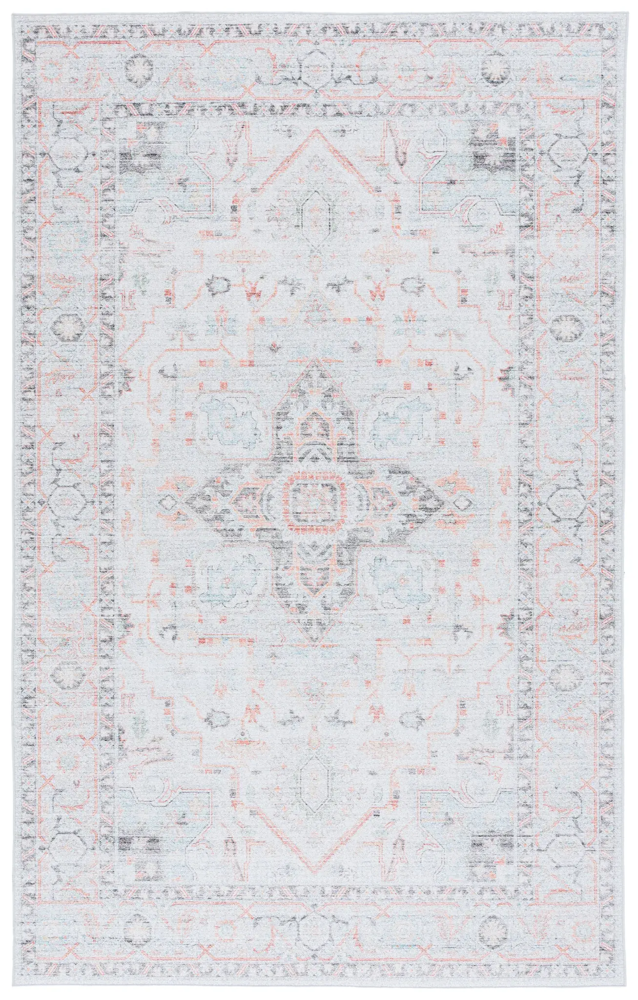 Tucson Medallion Border Washable Rug