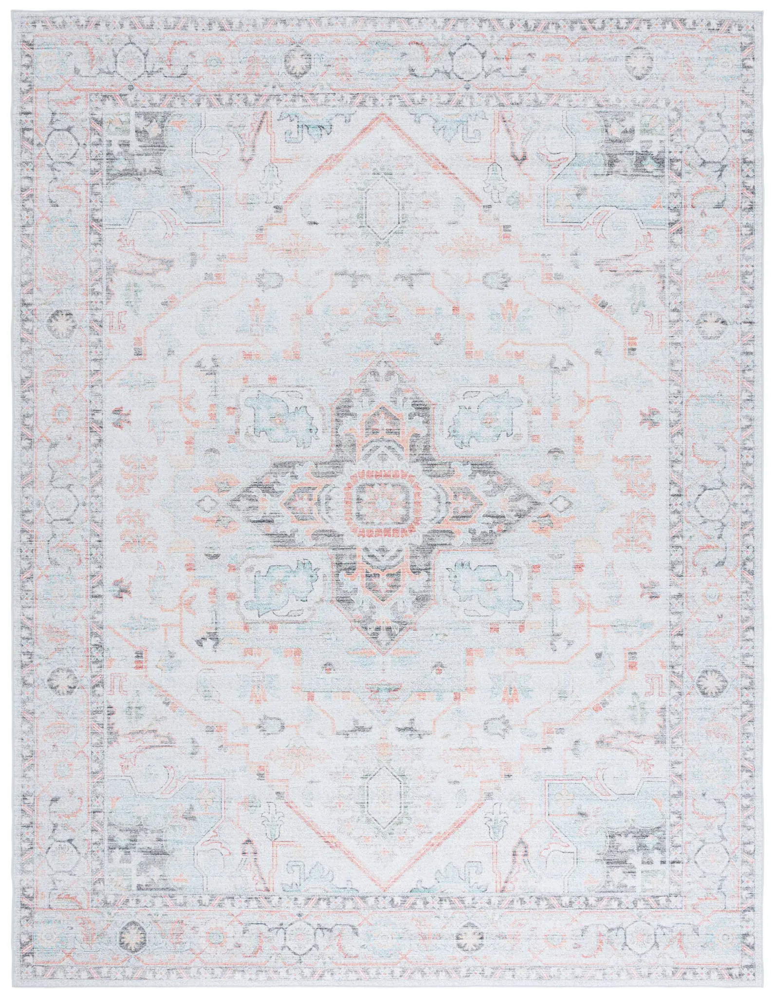 Tucson Medallion Border Washable Rug
