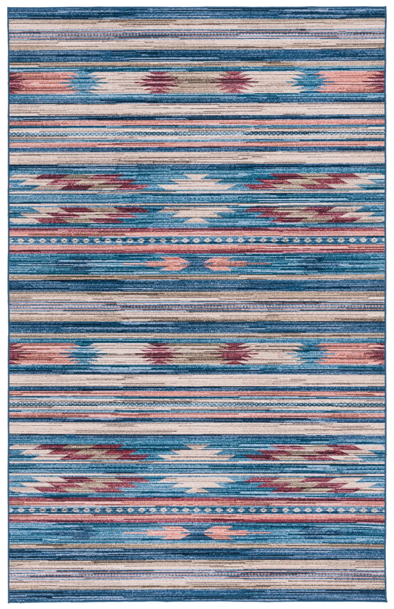 Tucson Striped Geometric Washable Rug