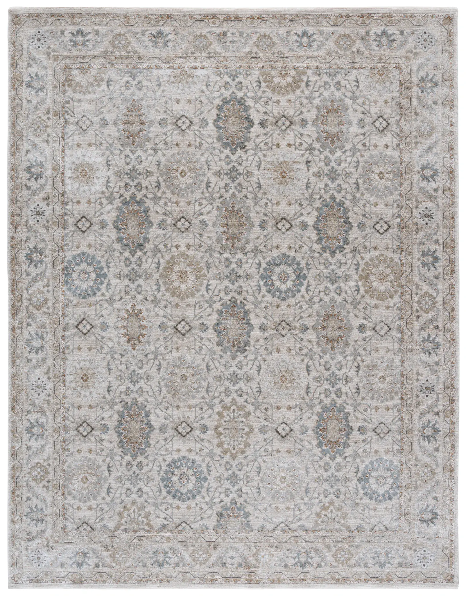 Tulip Vintaged Floral Border Rug