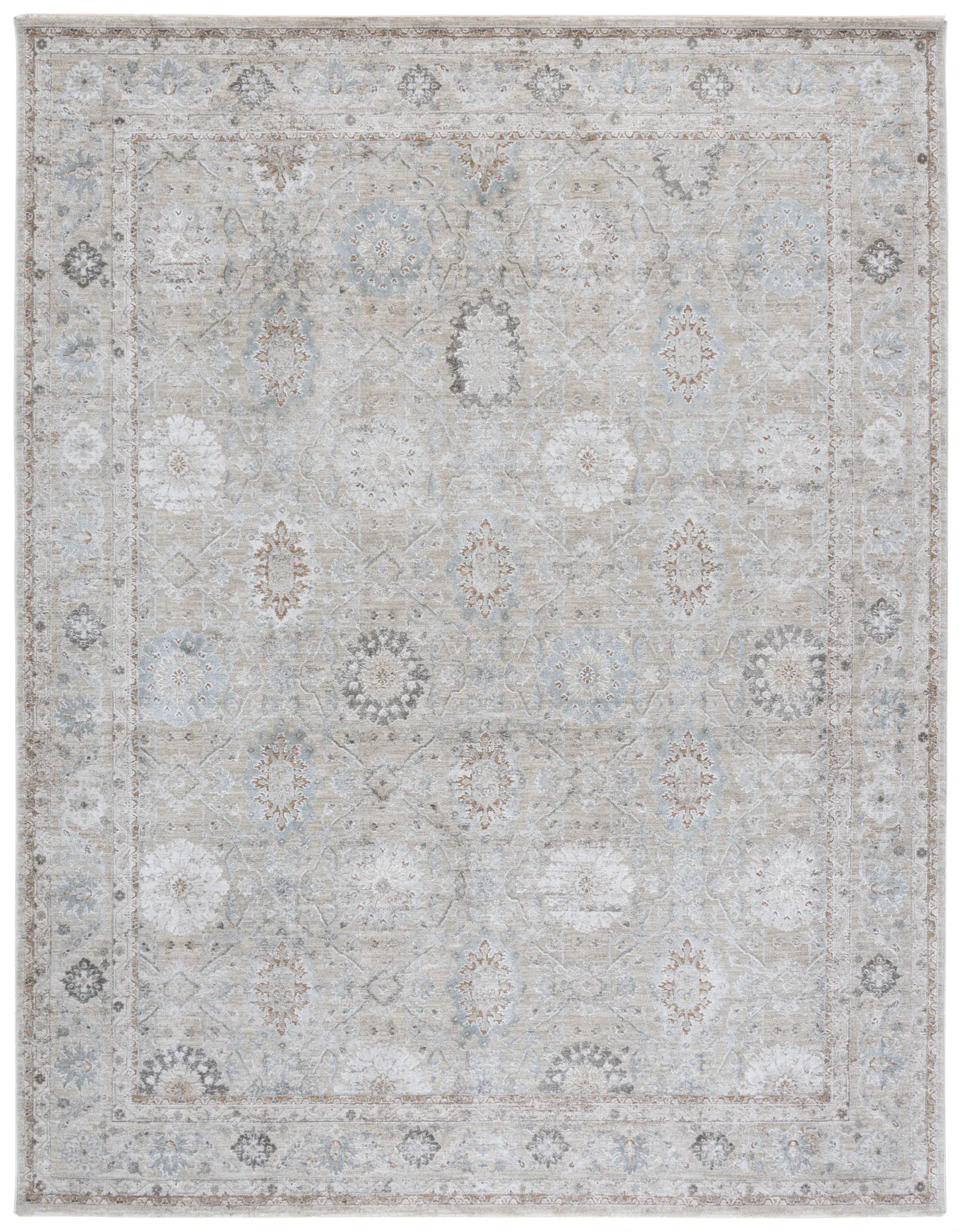 Tulip Vintaged Floral Border Rug