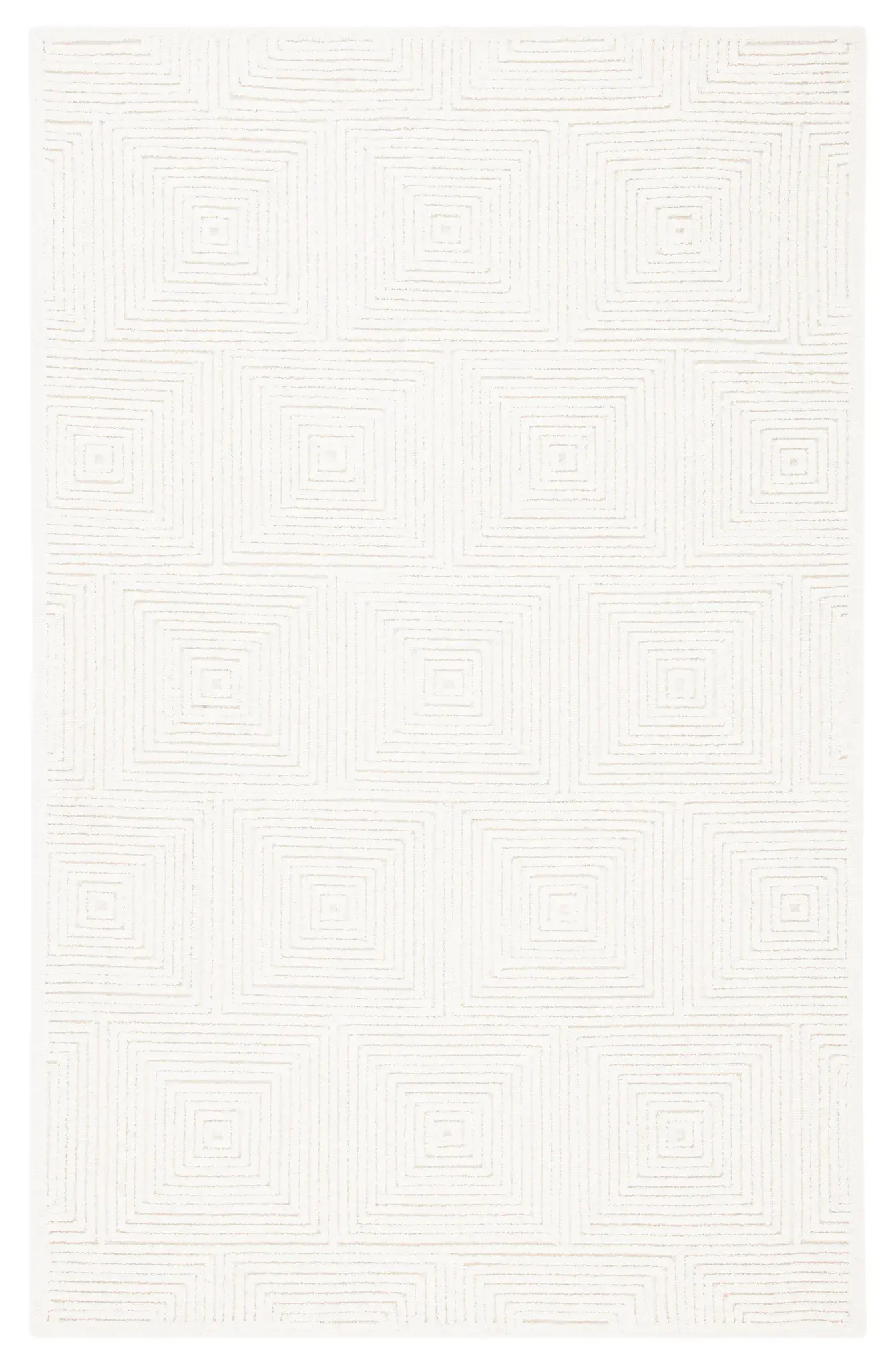 Textural Concentric Square Hand-Tufted Wool Rug
