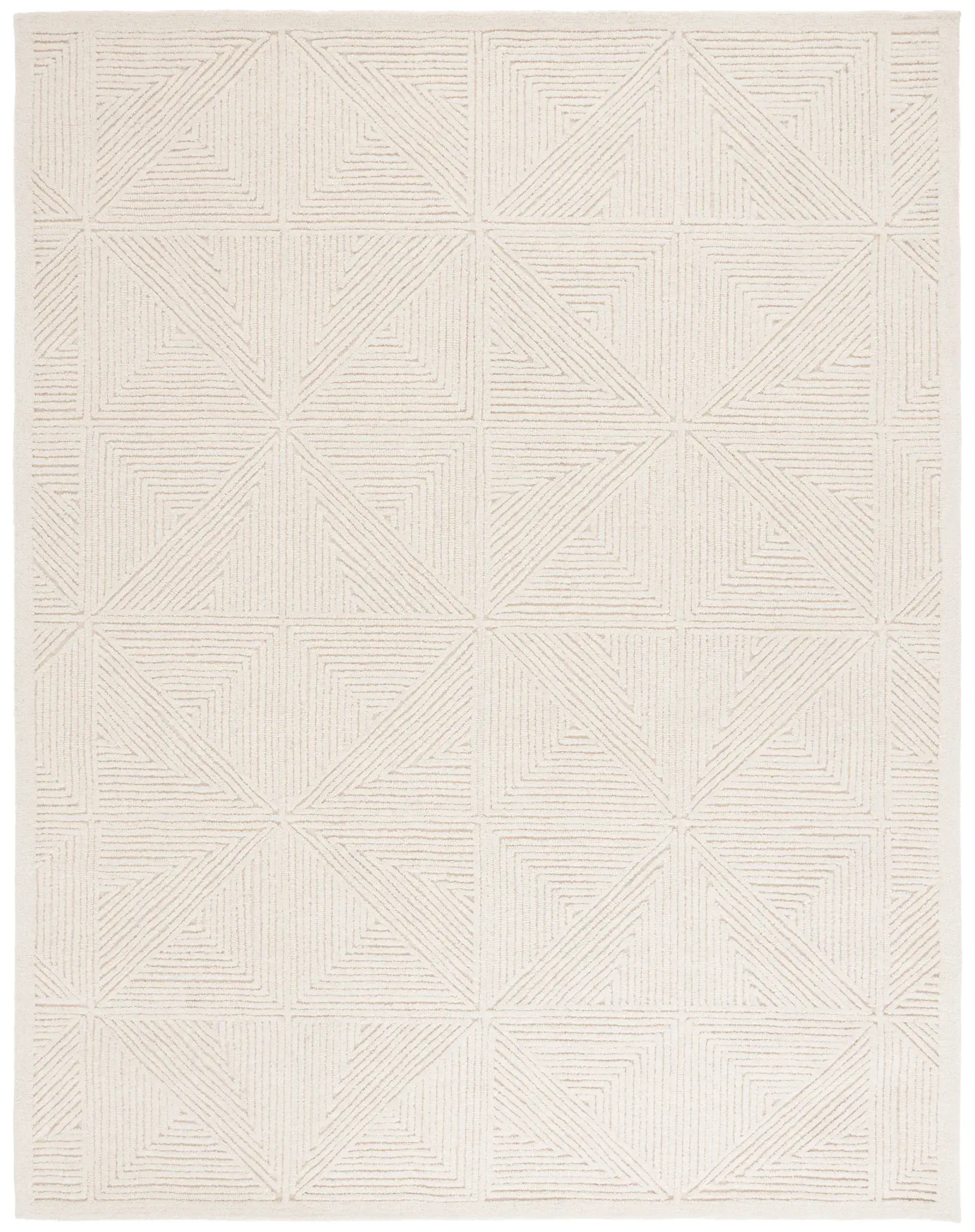 Textural Triangle Grid Hand-Tufted Wool Rug