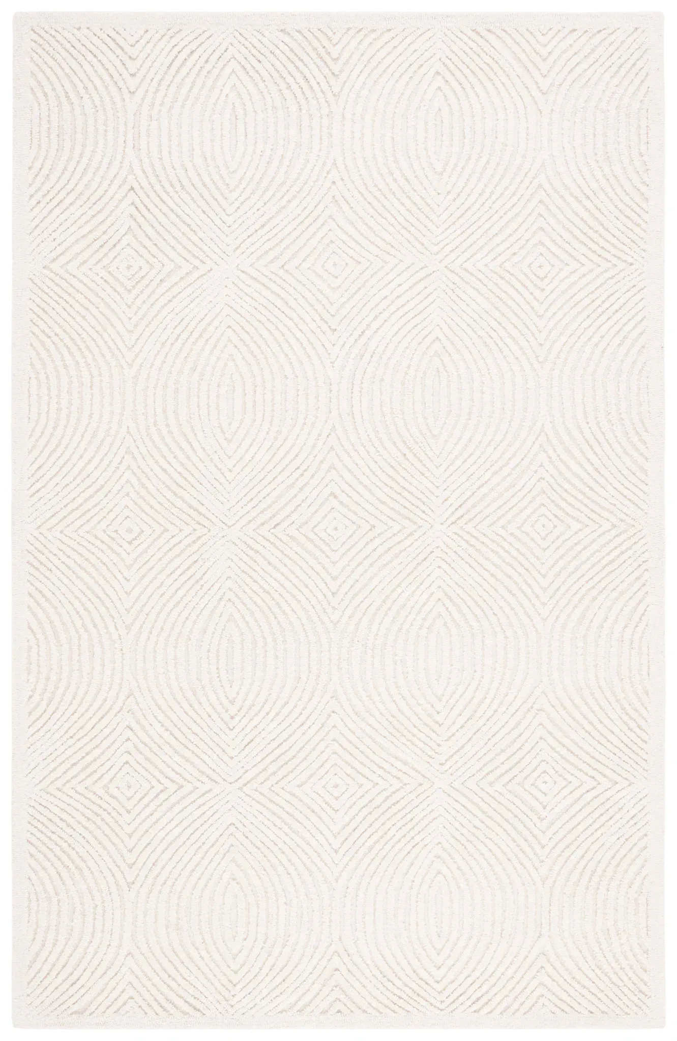 Textural Modern Concentric Diamond Hand-Tufted Wool Rug