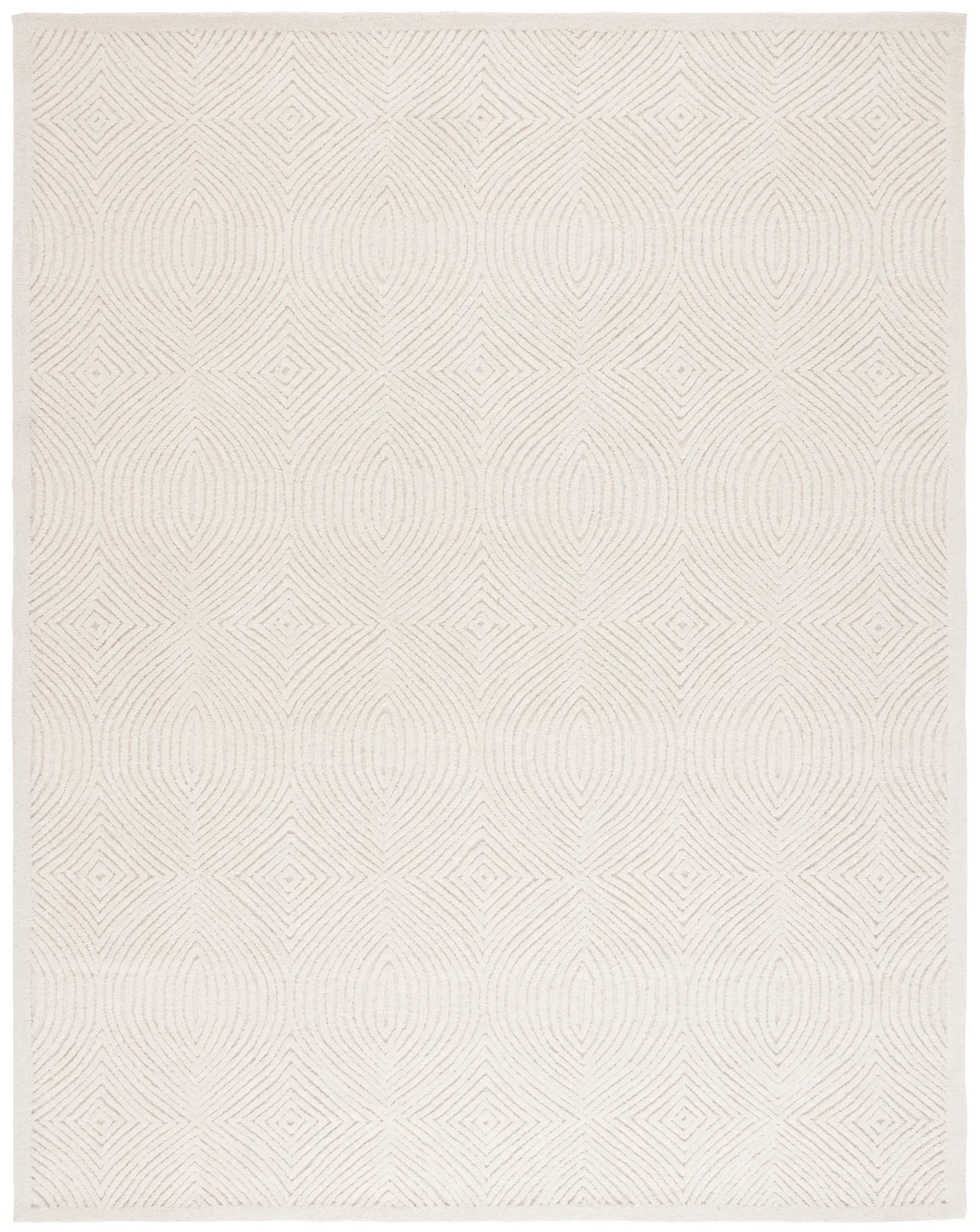 Textural Modern Concentric Diamond Hand-Tufted Wool Rug