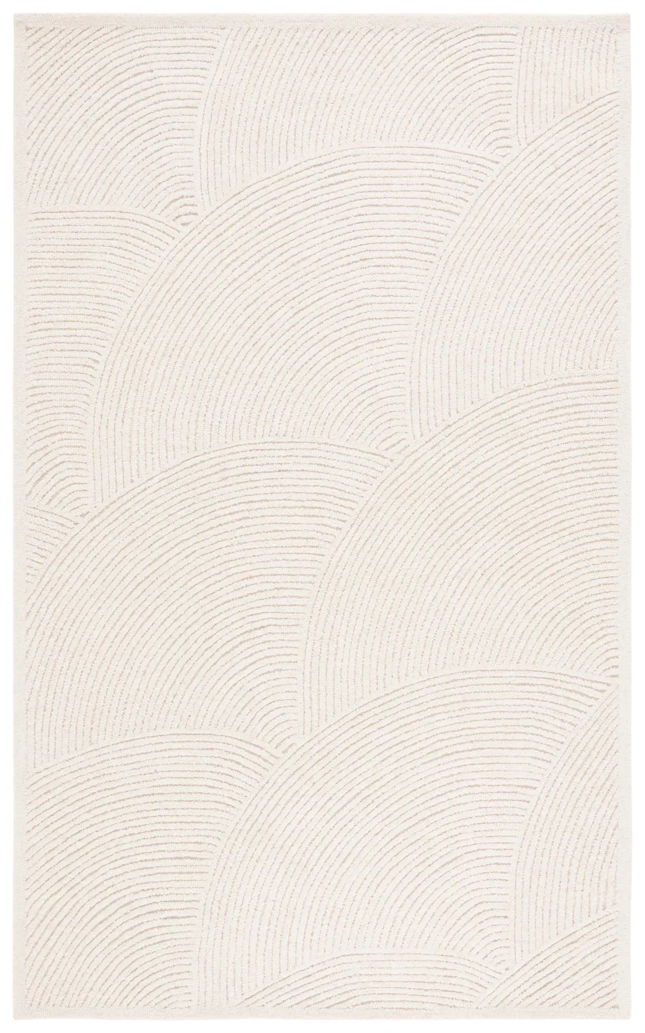 Textural Modern Overlapping Arcs Hand-Tufted Wool Rug