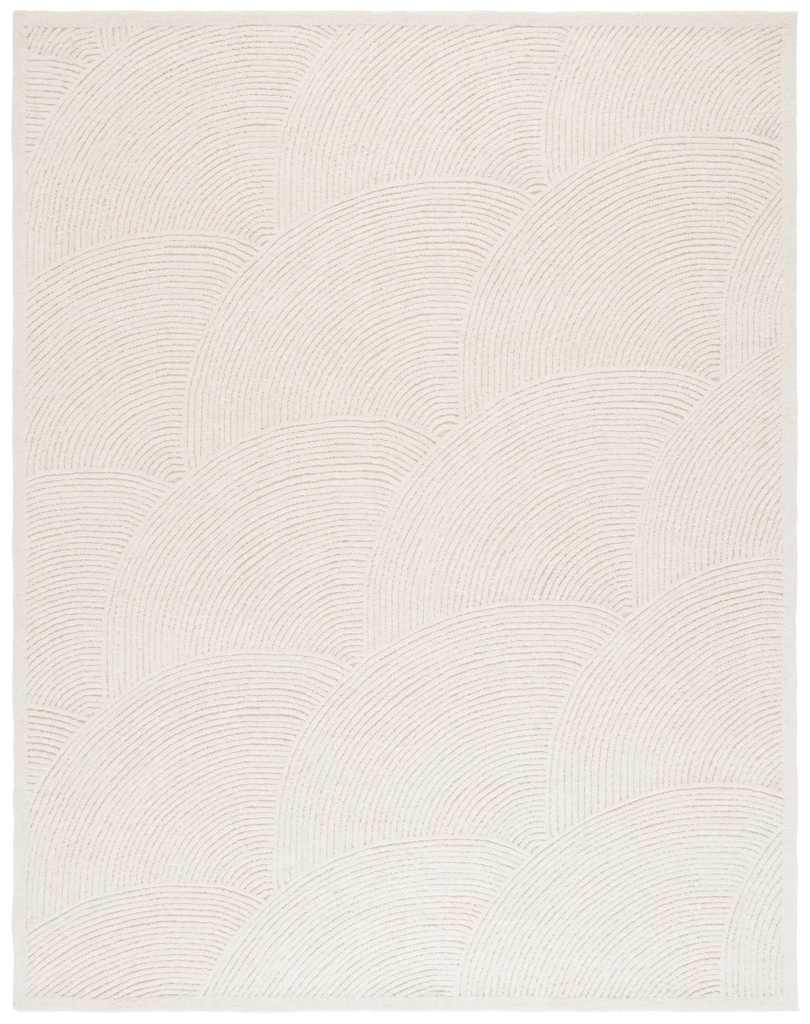 Textural Modern Overlapping Arcs Hand-Tufted Wool Rug