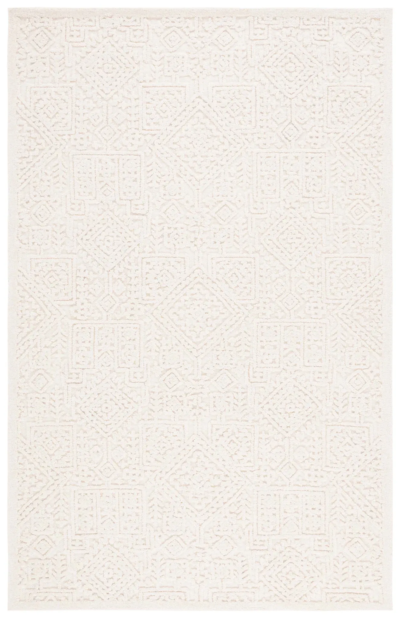 Textural Bohemian Diamond Hand-Tufted Wool Rug