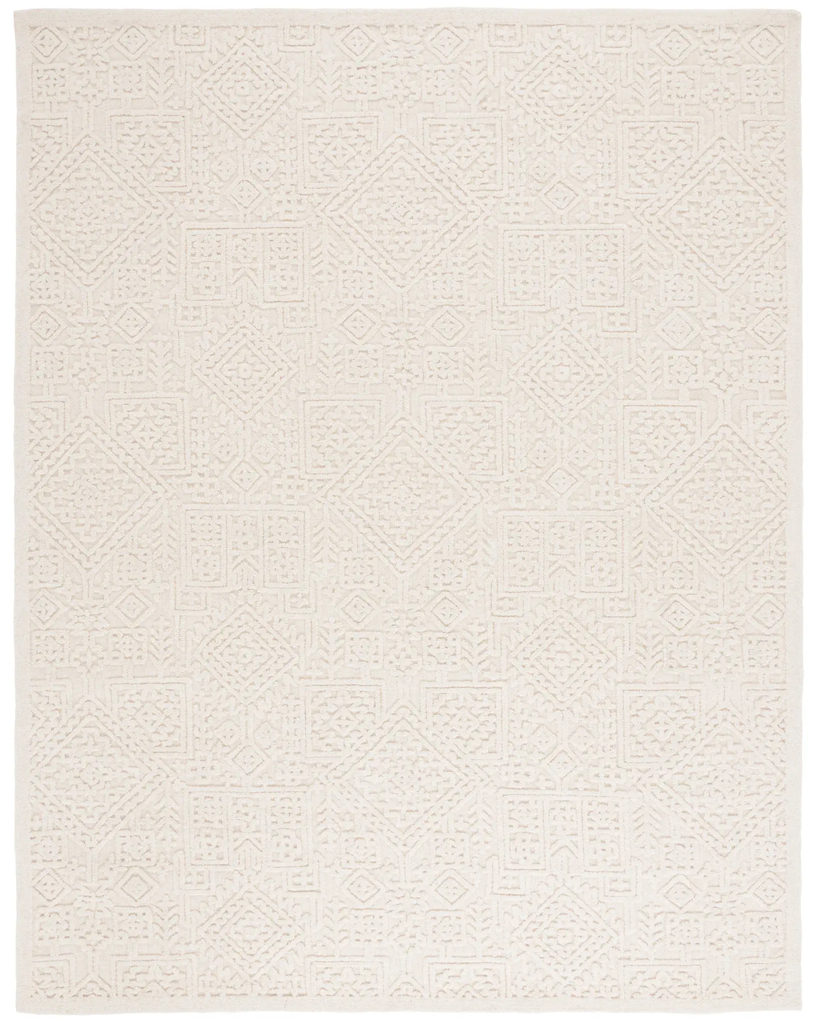 Textural Bohemian Diamond Hand-Tufted Wool Rug