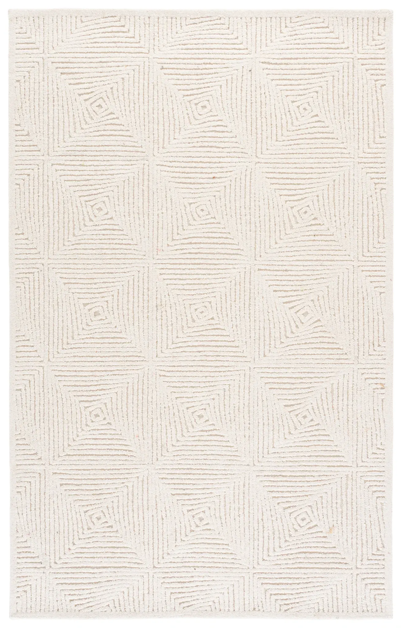 Textural Pinwheel Grid Hand-Tufted Wool Rug