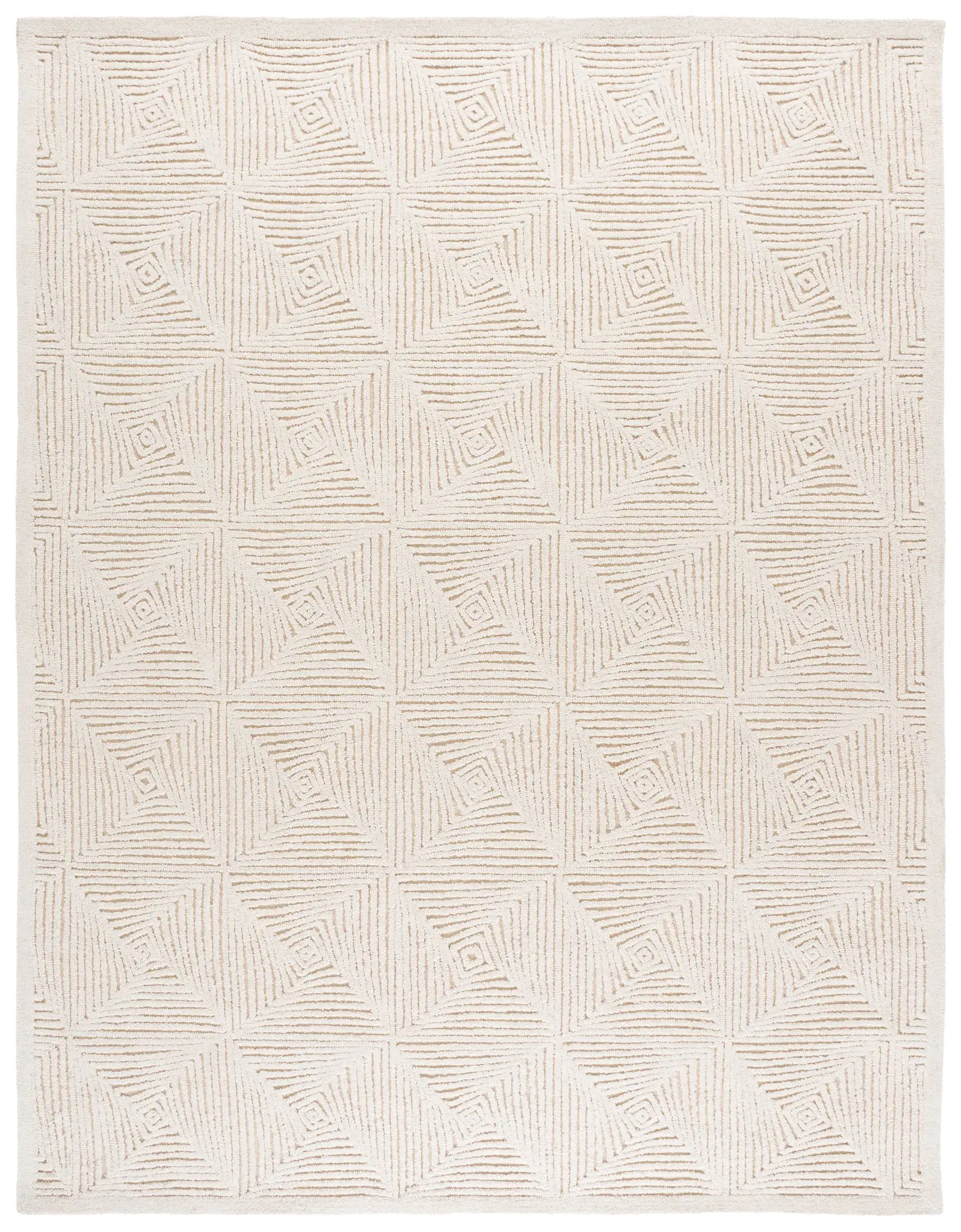 Textural Pinwheel Grid Hand-Tufted Wool Rug