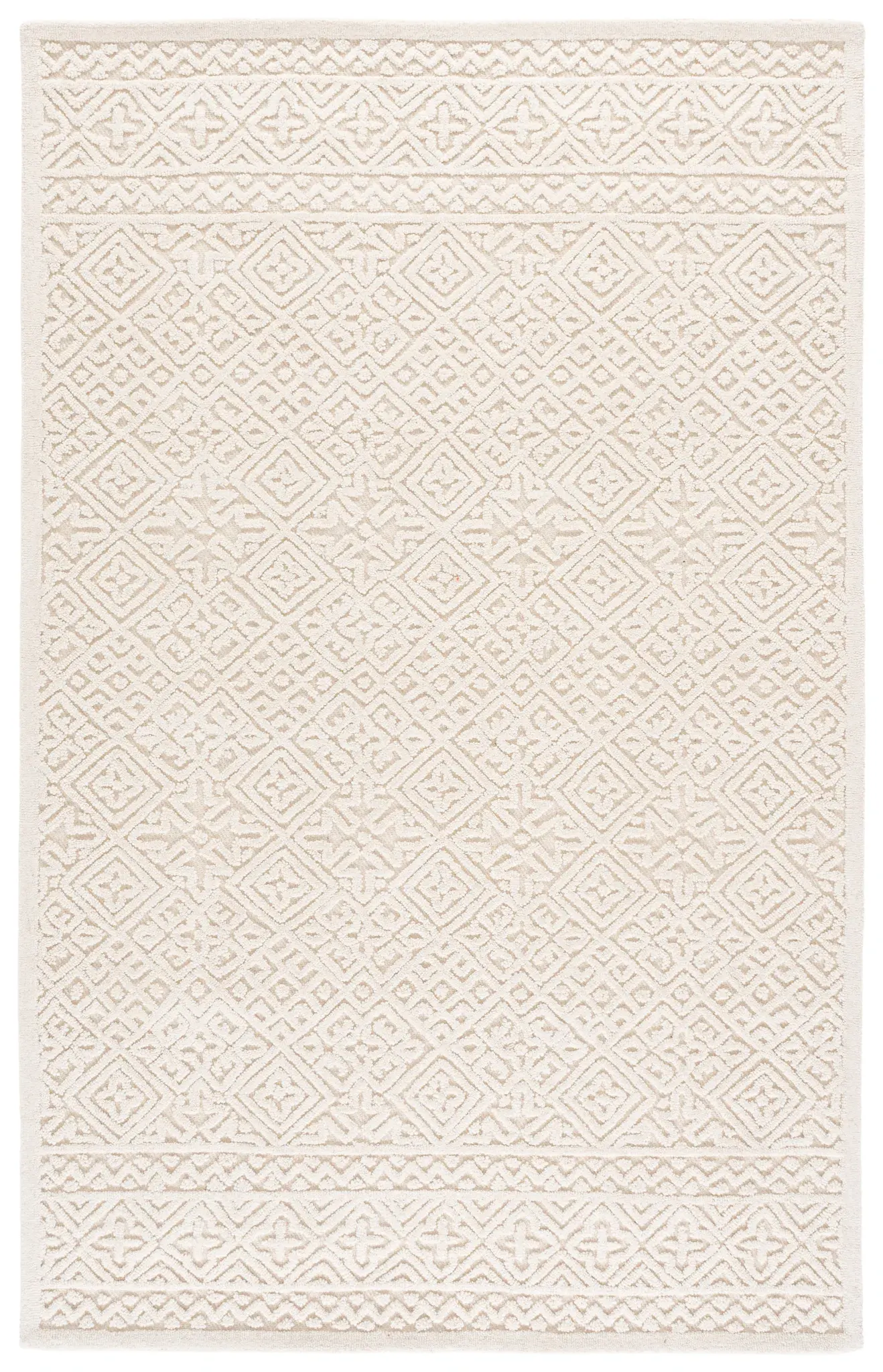 Textural Tile Medallion Hand-Tufted Wool Rug