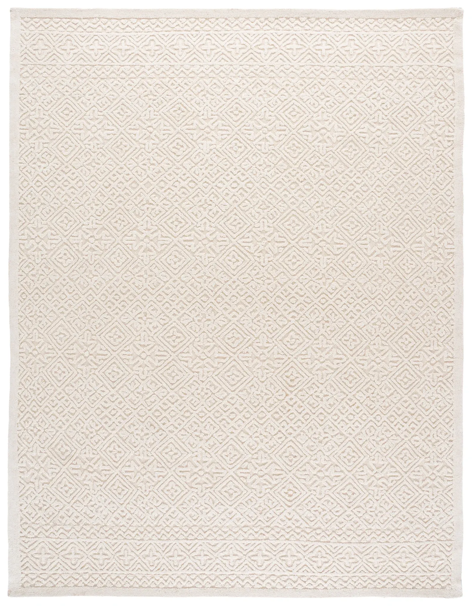 Textural Tile Medallion Hand-Tufted Wool Rug
