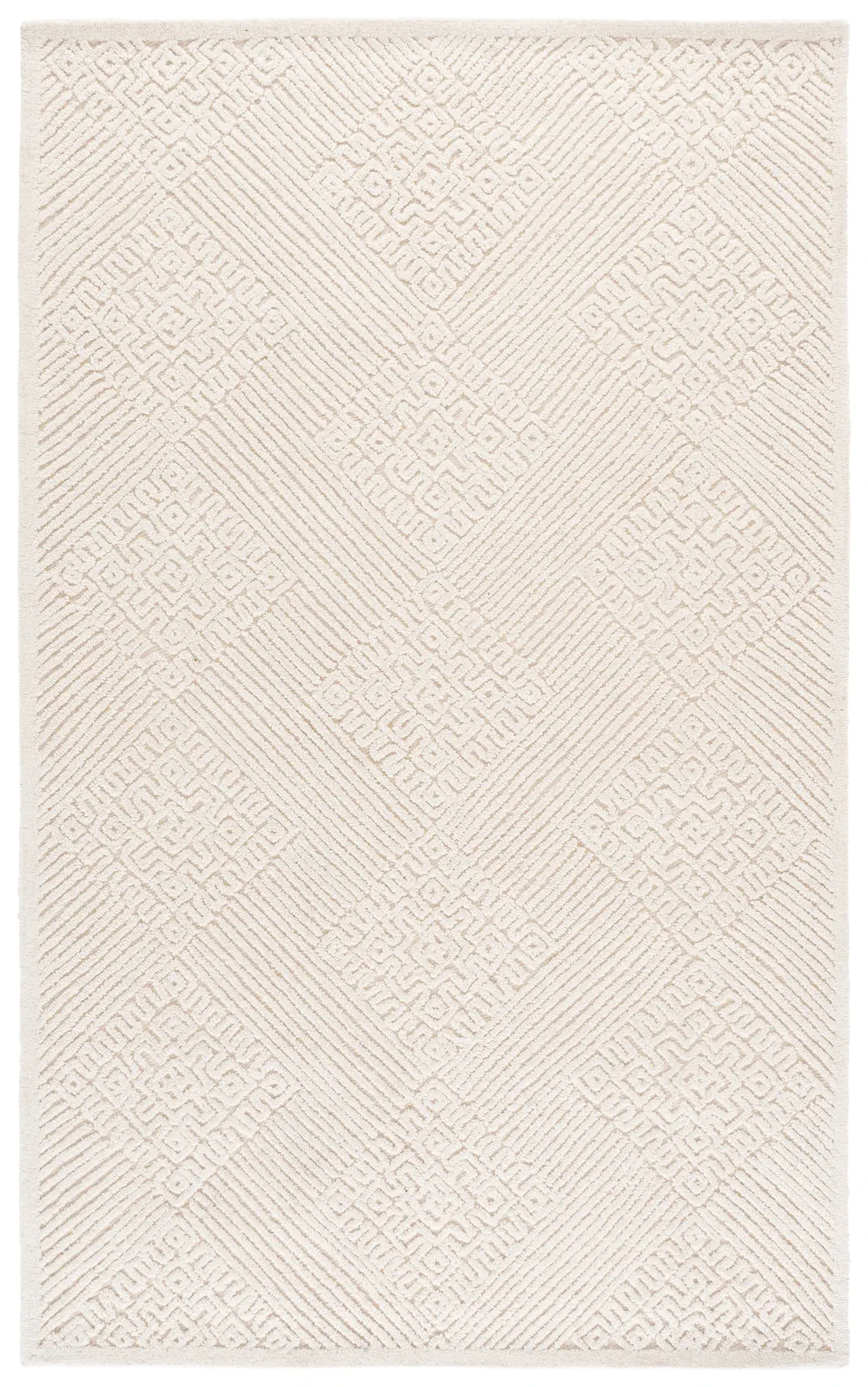 Textural Modern Grid Hand-Tufted Wool Rug