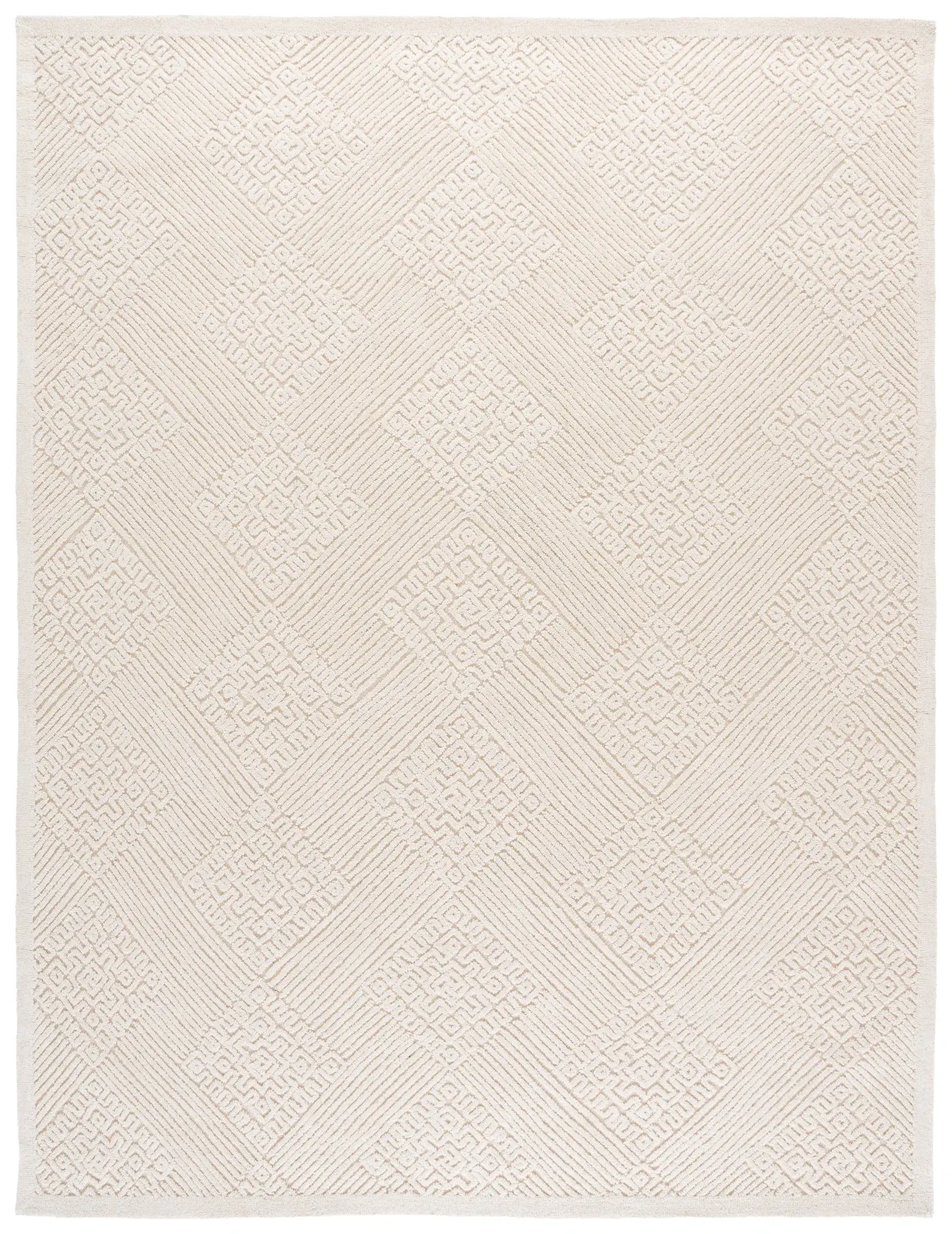 Textural Modern Grid Hand-Tufted Wool Rug
