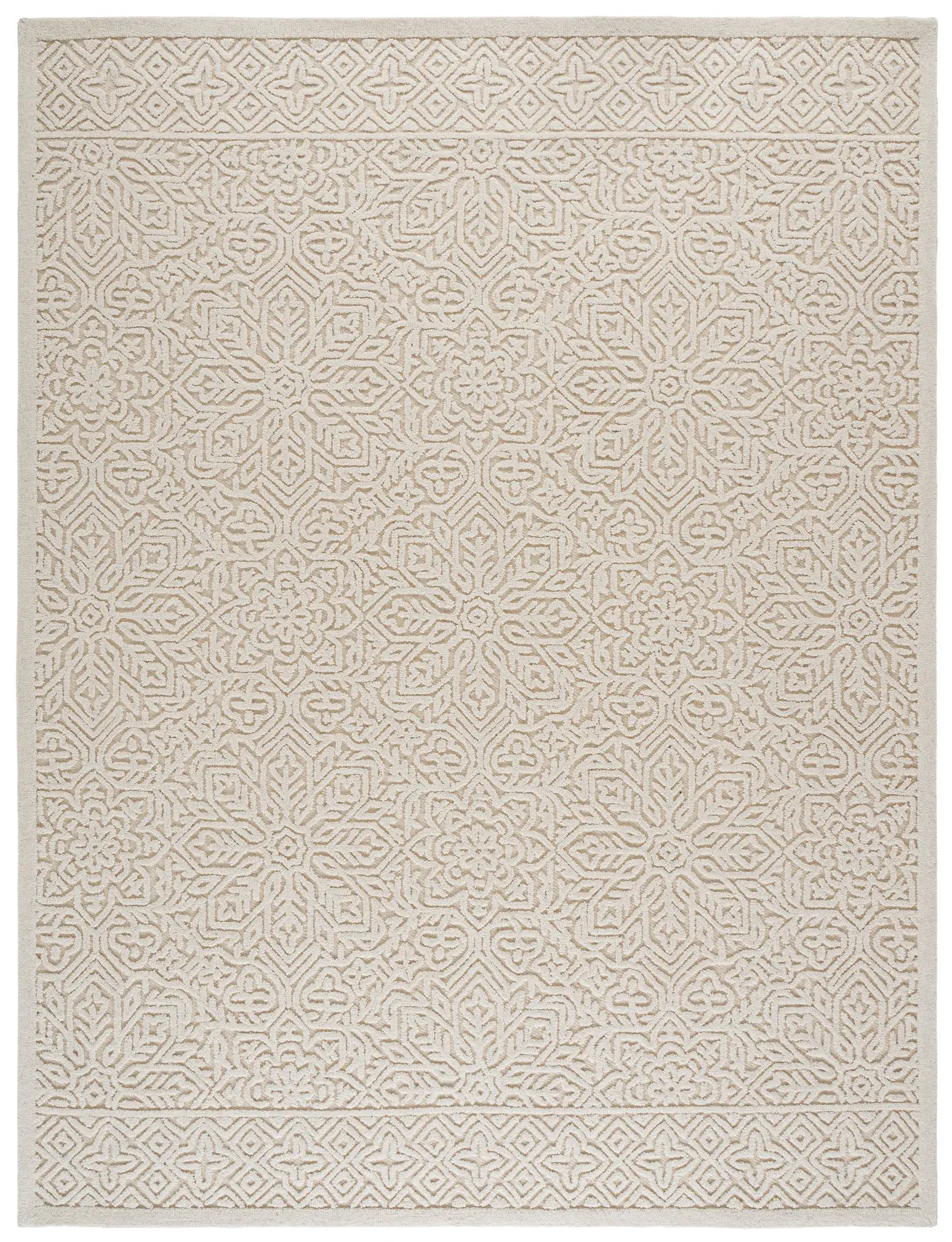 Textural Bohemian Medallion Hand-Tufted Wool Rug