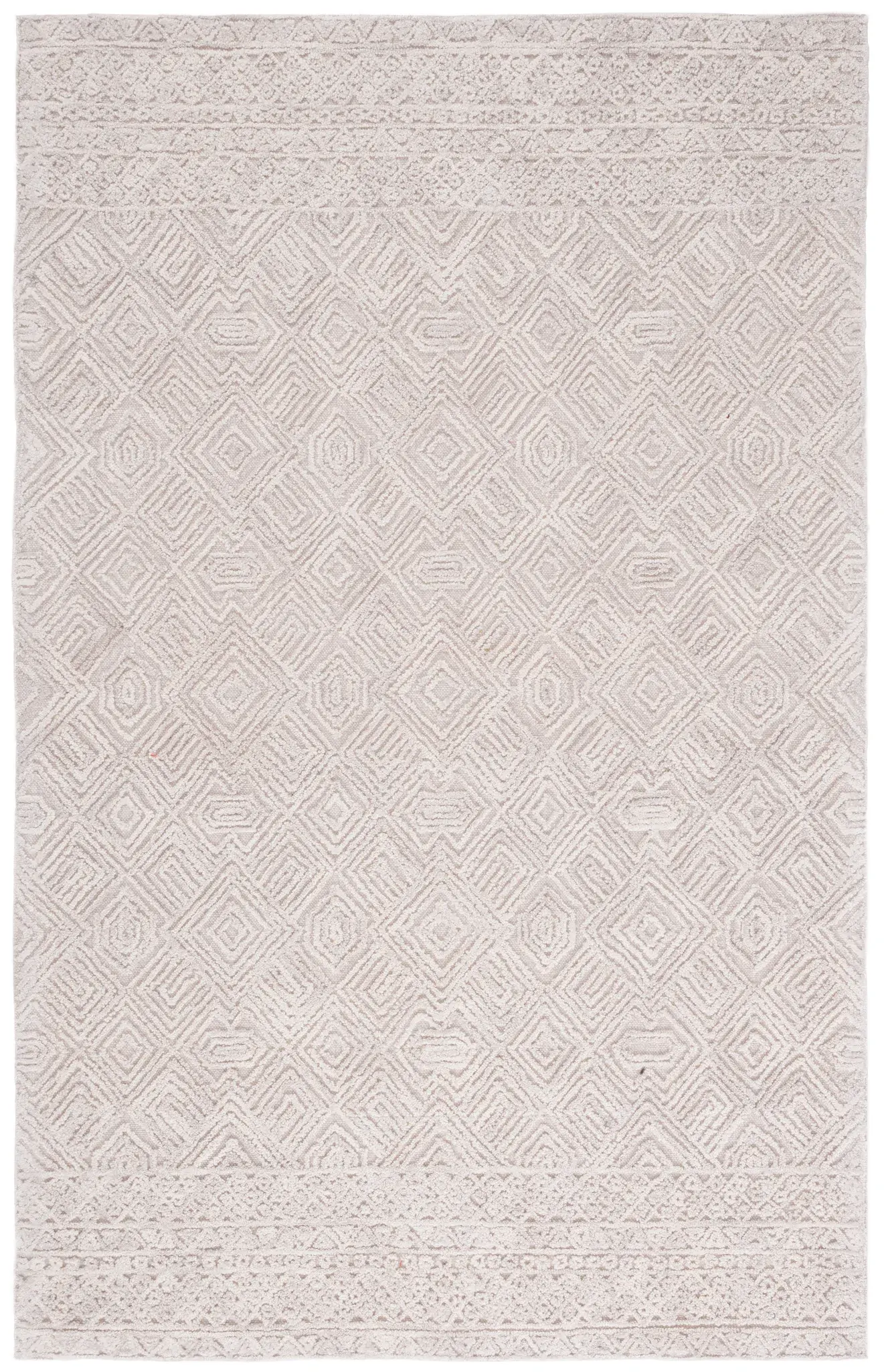 Textural Textual Nested Diamond Hand-Tufted Wool Rug