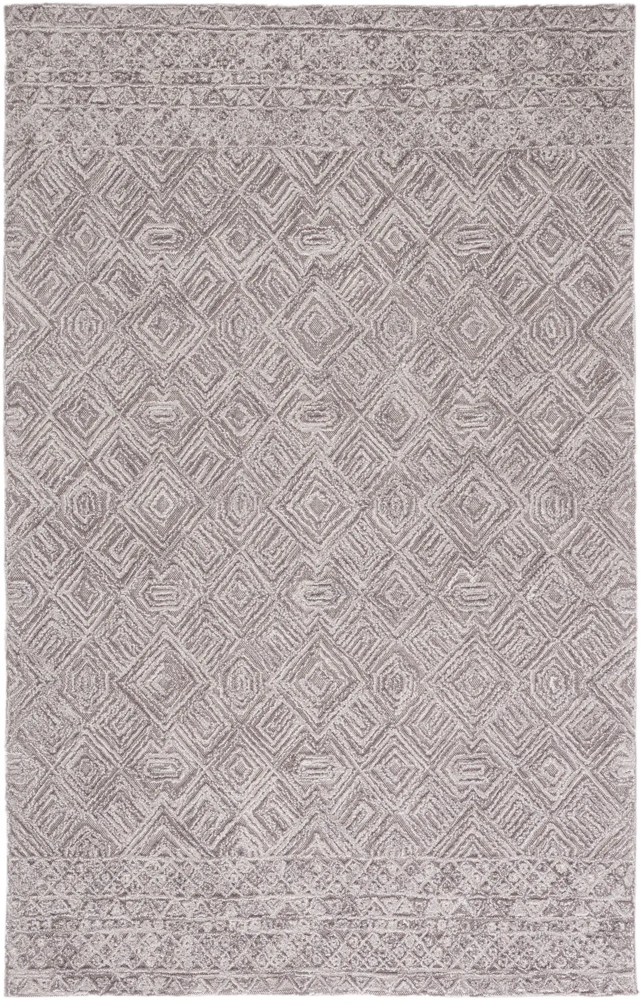 Textural Textual Nested Diamond Hand-Tufted Wool Rug